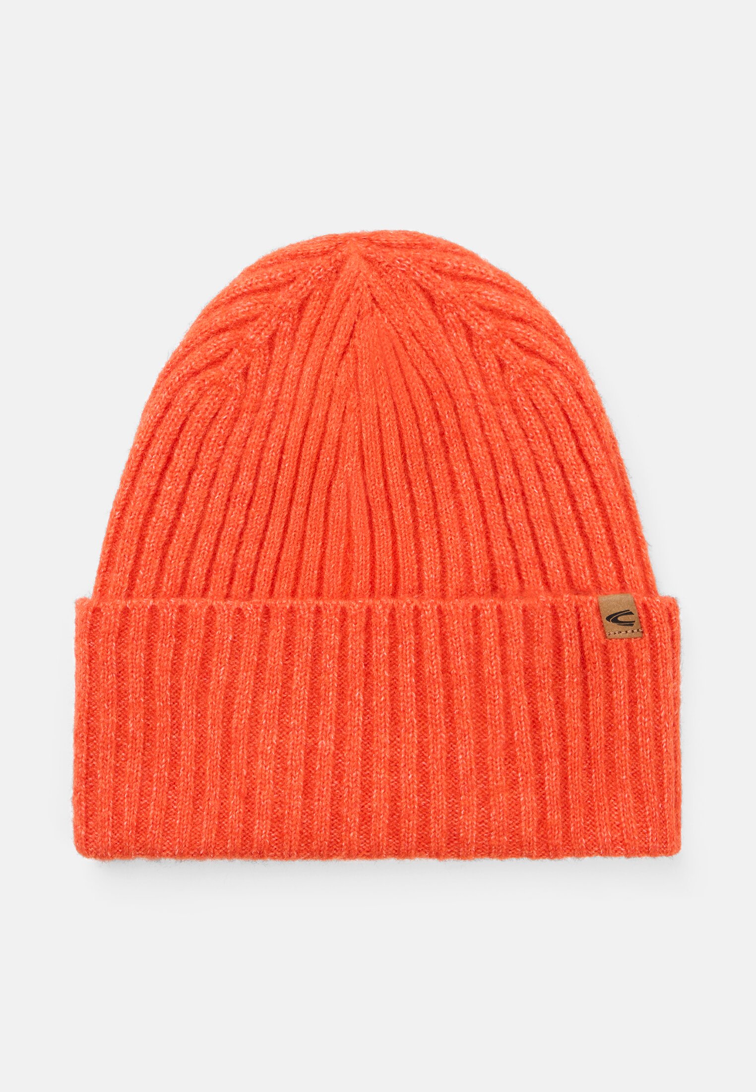 Damen Strickmütze mit Logo Orange frontal vorn