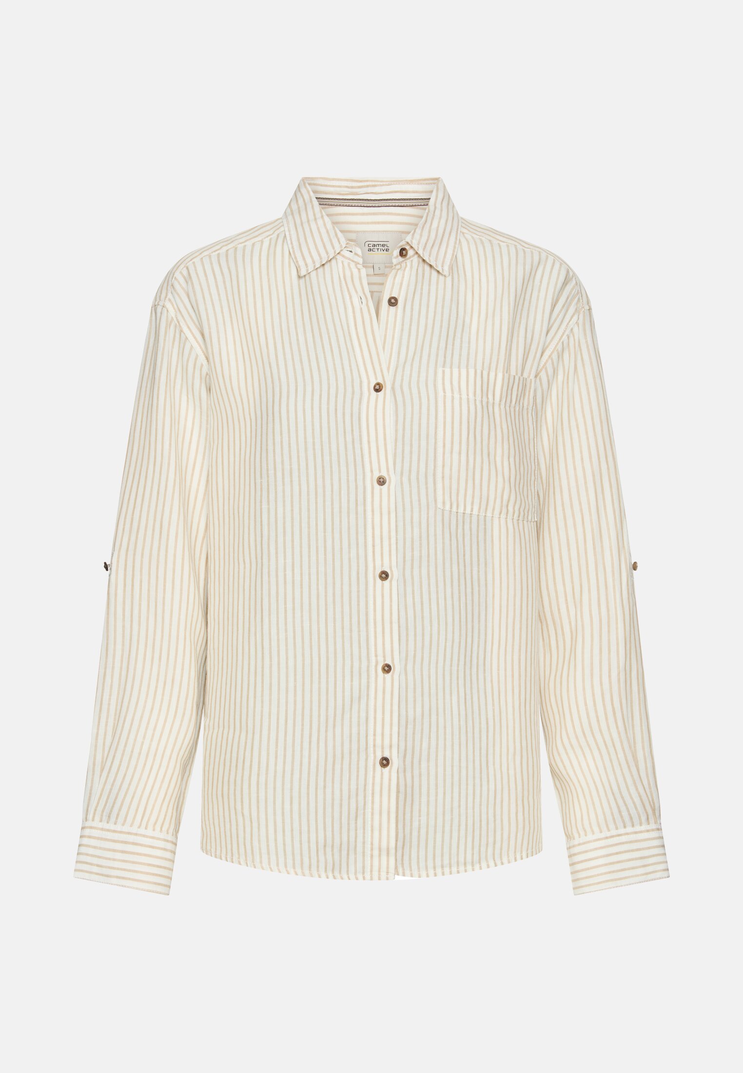 Damen Bluse mit Kentkragen Sand frontal vorn