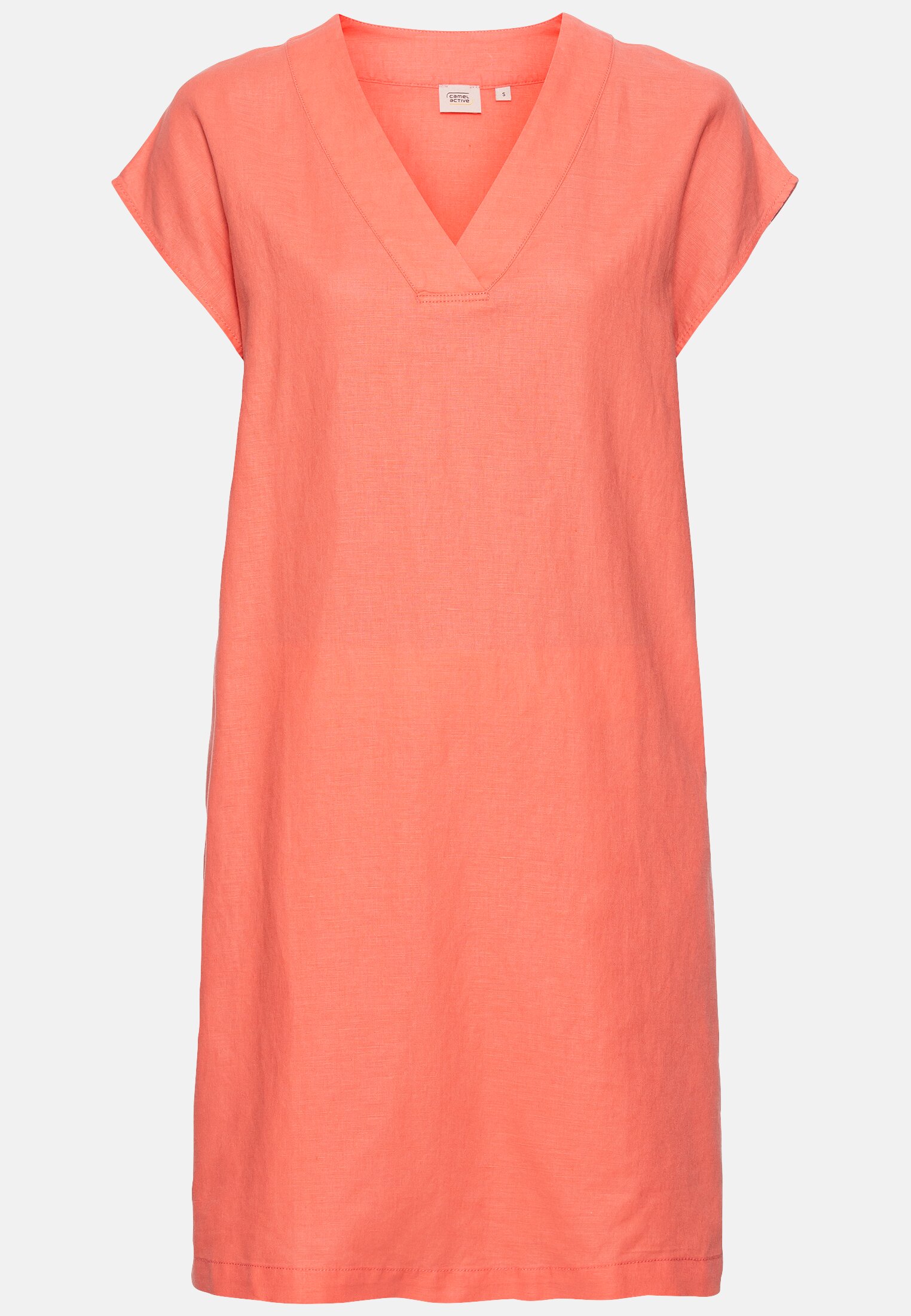 Damen Schlupfkleid im sommerlichen Leinenmix Rot-Orange frontal vorn