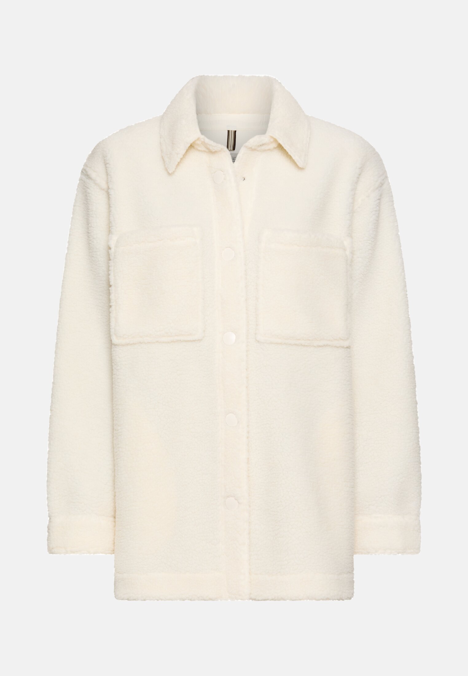 Damen Teddyblazer mit Seitentaschen Milchweiß frontal vorn