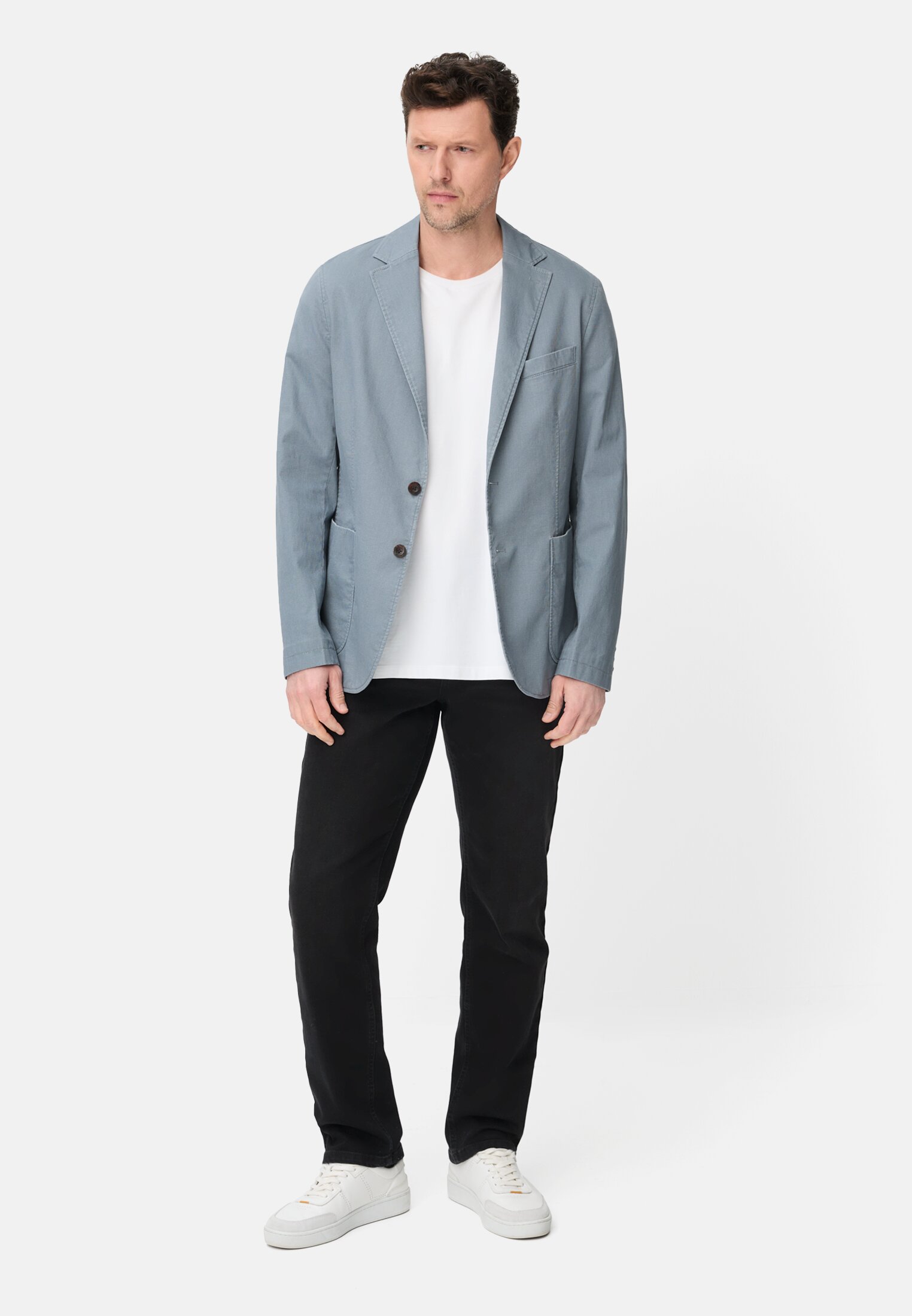 Heren Elastisch colbert met veiligheidszak Stormblauw gedragen voor lichaam compleet