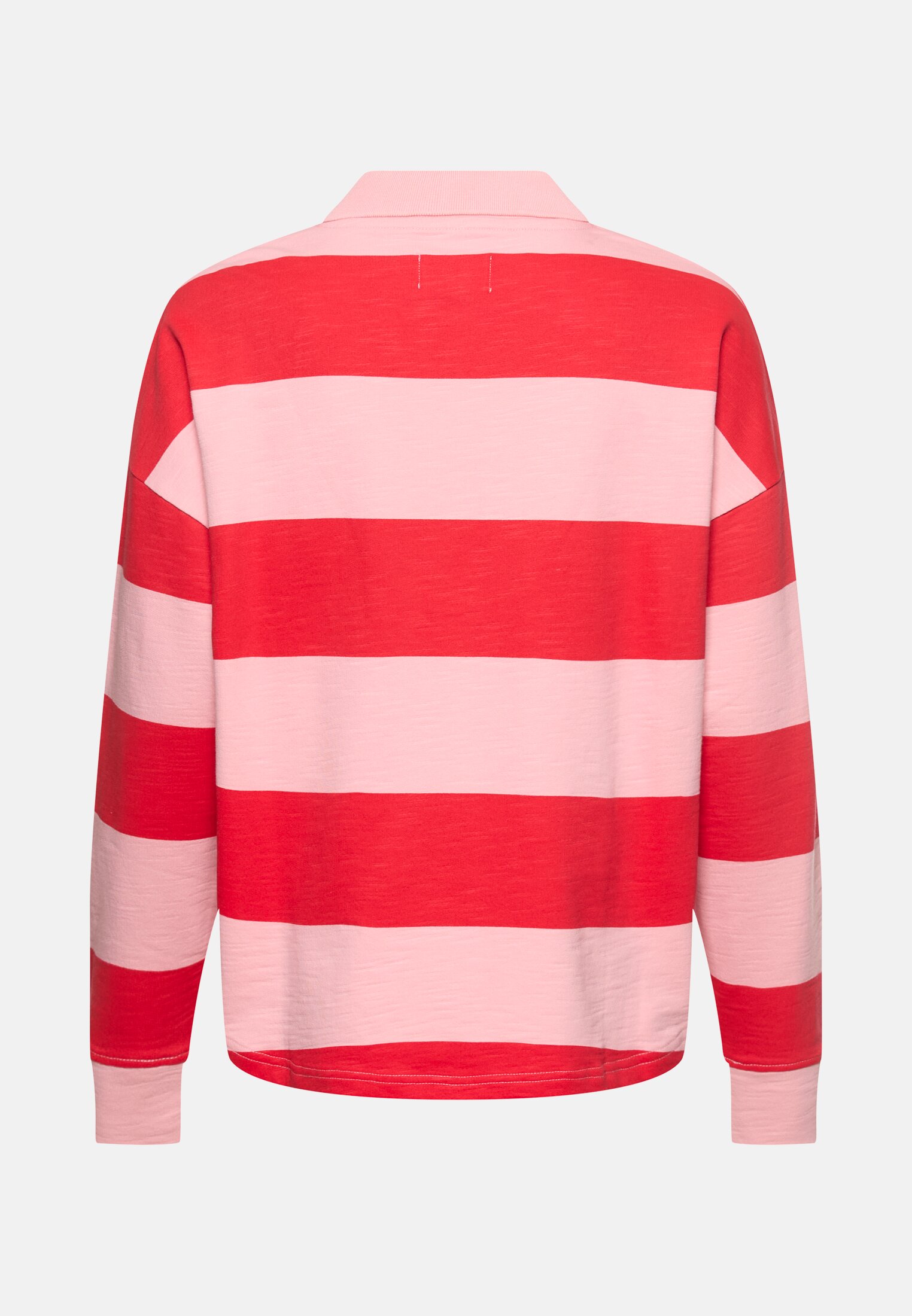 Women Sweatshirt with button placket Pink frontal back