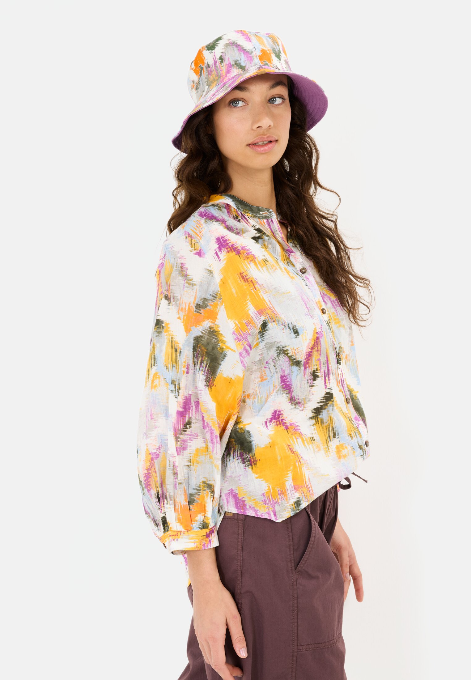 Women Blouse with all-over print AOP worn emotional