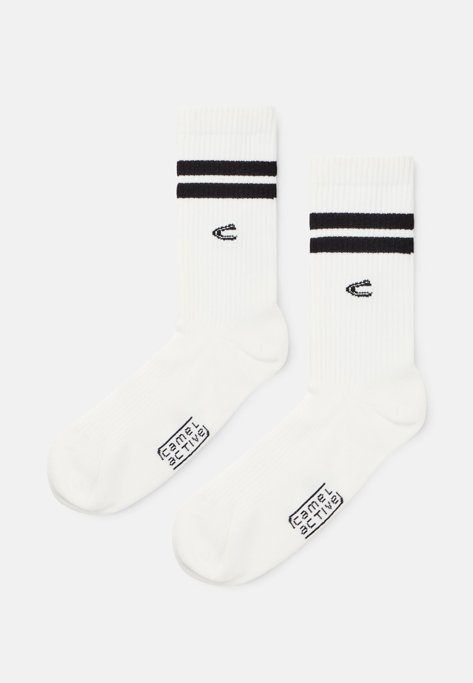 Unisex Pack of 6 unisex socks with a striped design White/Black front close