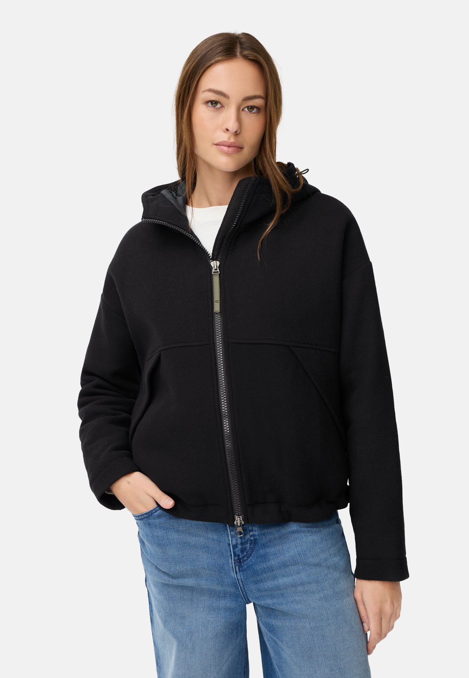Women Jacket with reflective details Dark blue worn front