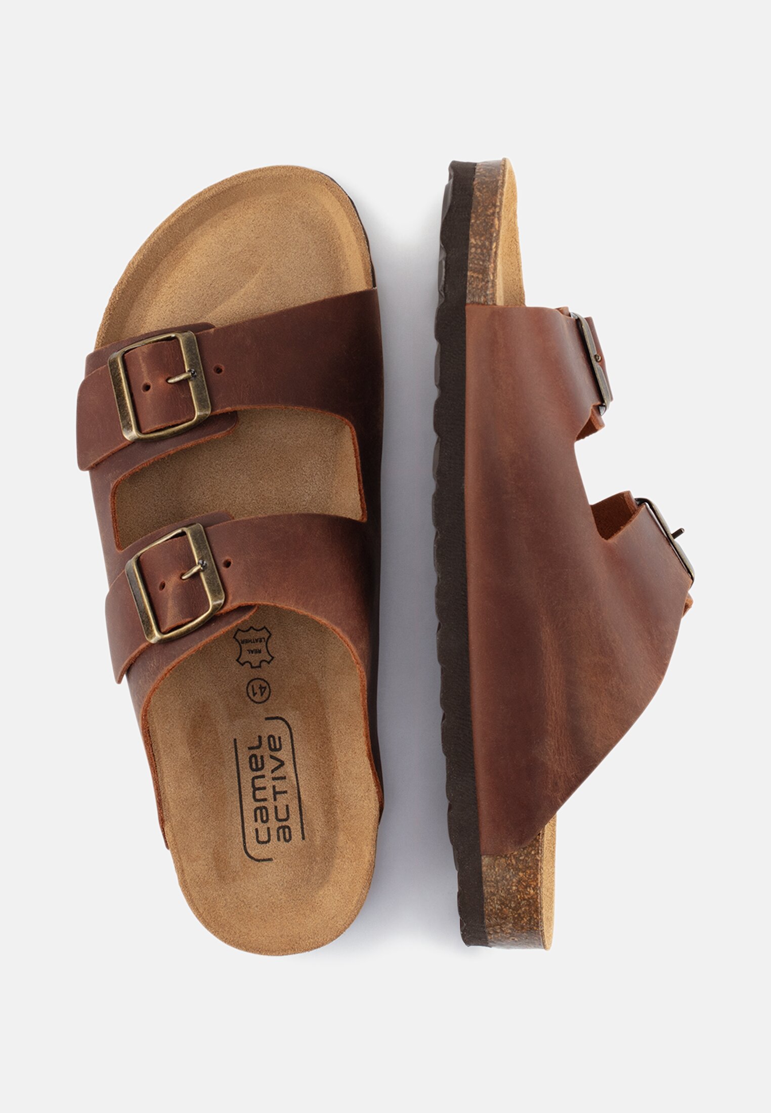 MI_54BOA01-0400-400_1G-00 Herren Sandalen aus Rindsleder Braun frontal oben