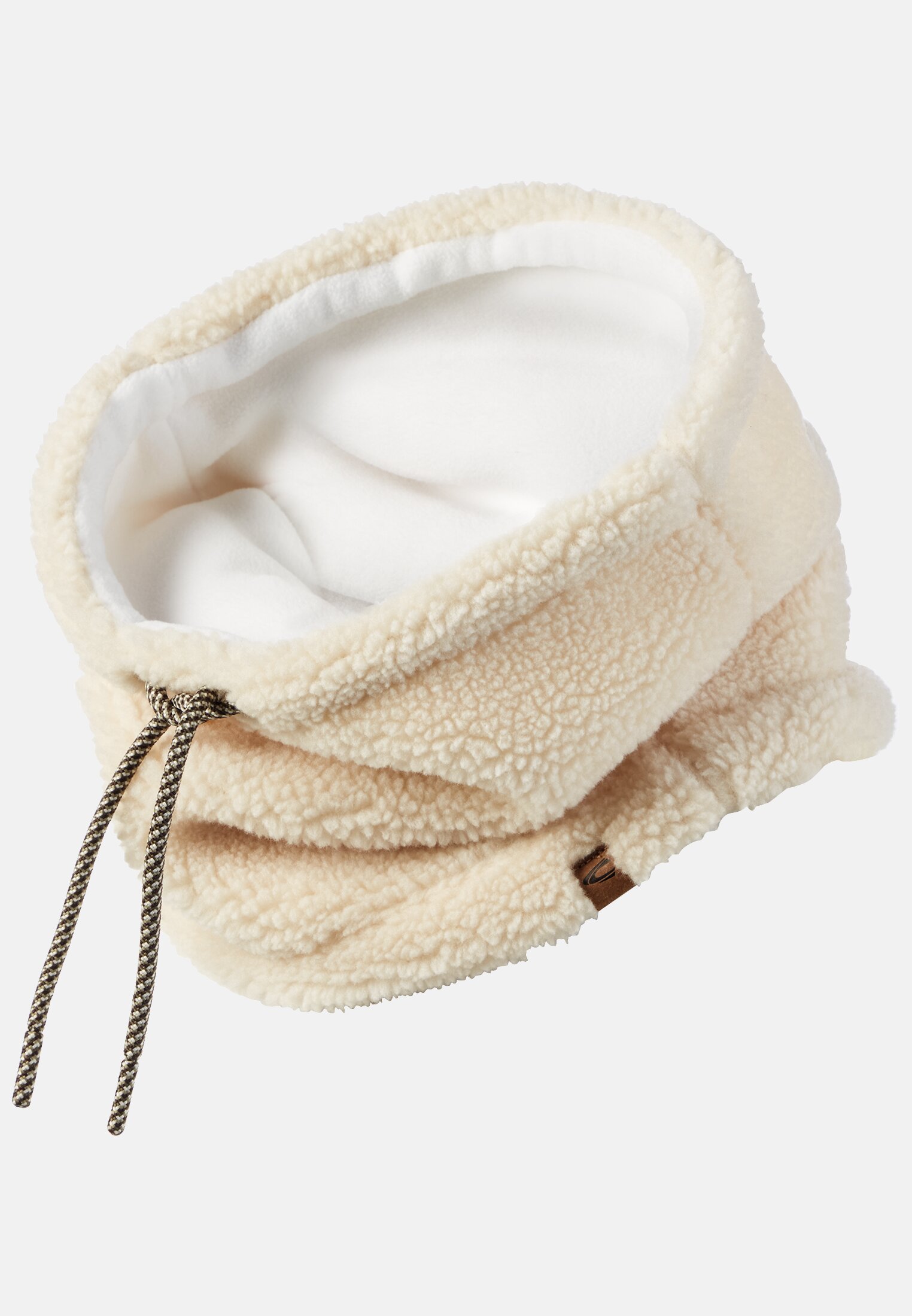 Damen Tunnelschal aus weichem Polyester Beige frontal vorn