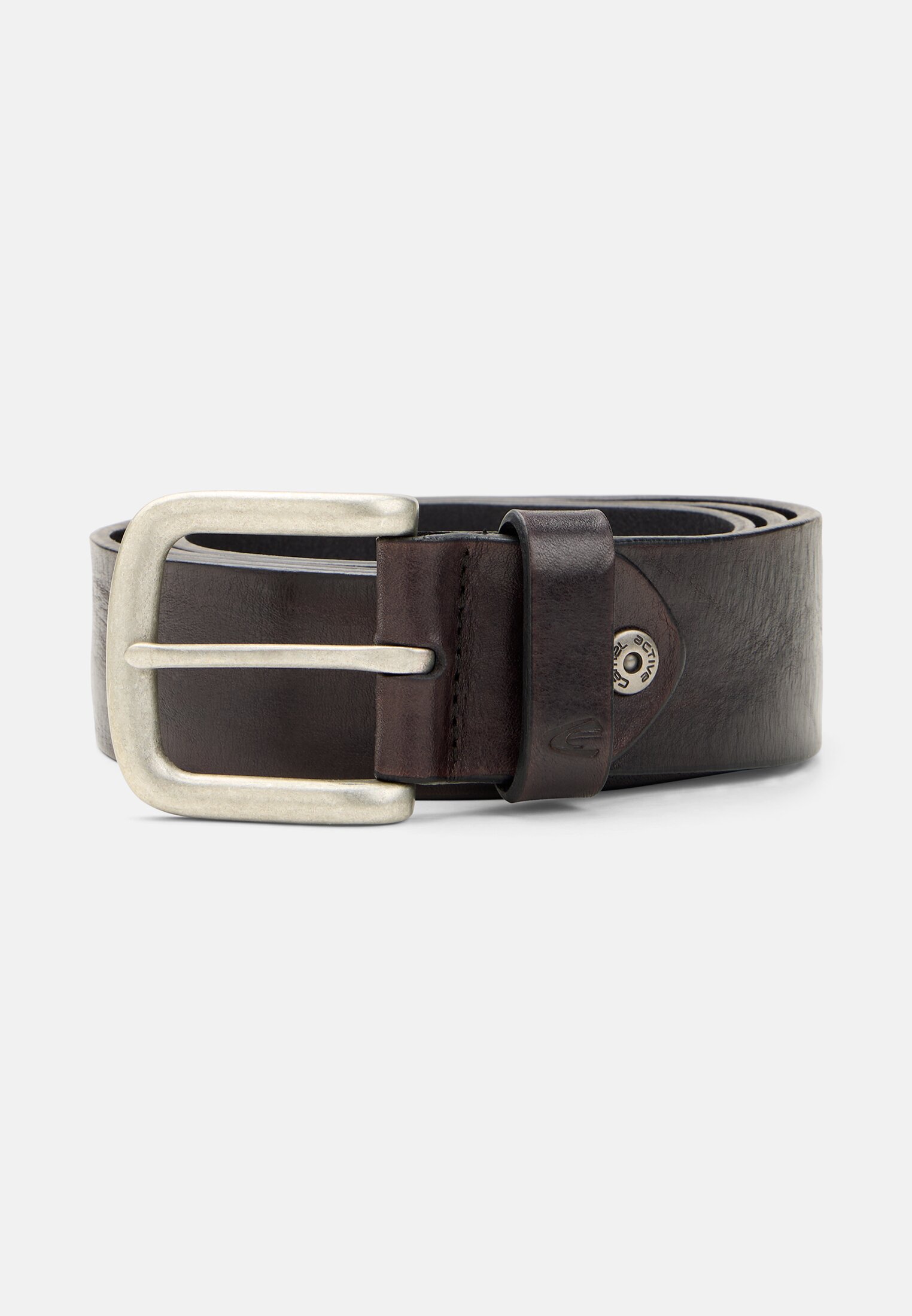 Men Leather belt with adjustable details Black frontal front