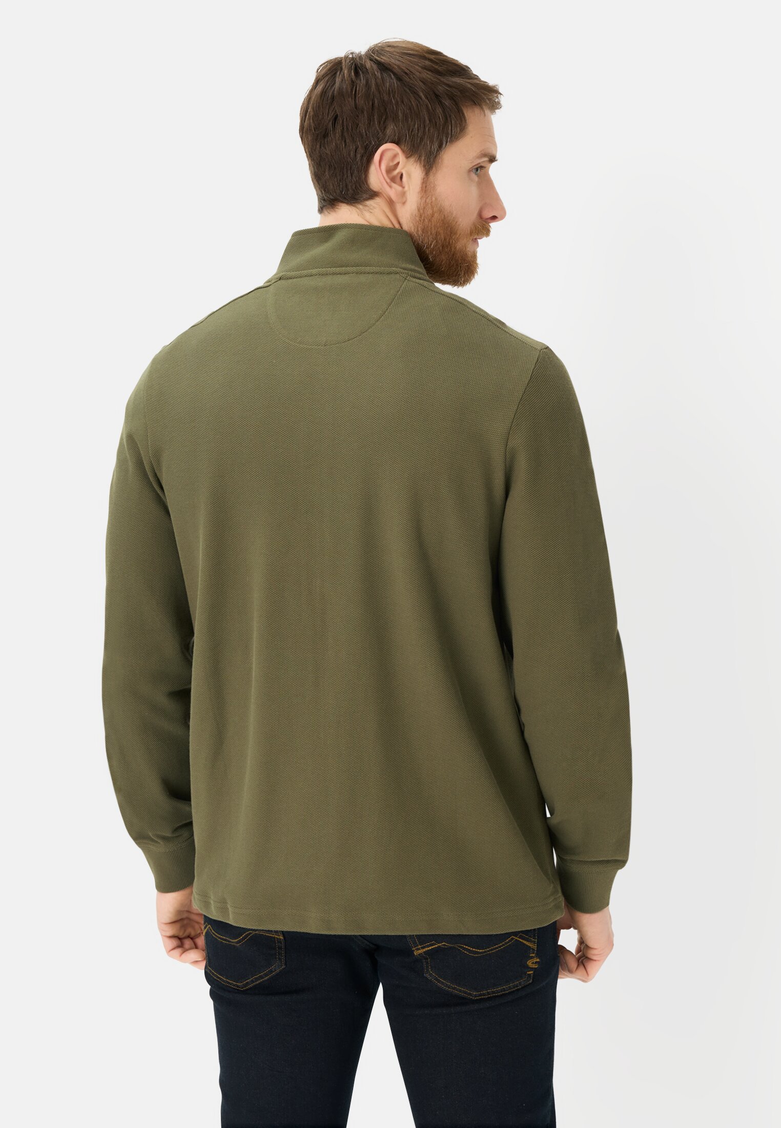 Heren Sweatvest met verstelbare trekkoord Olijfgroen gedragen achter