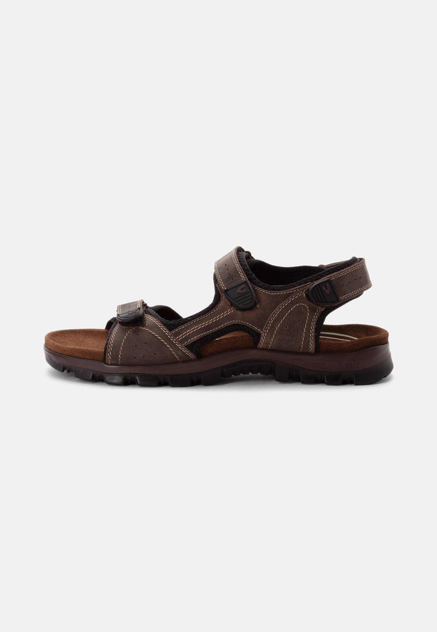 Heren Sandalen van geperforeerd leer Bruin frontaal voor
