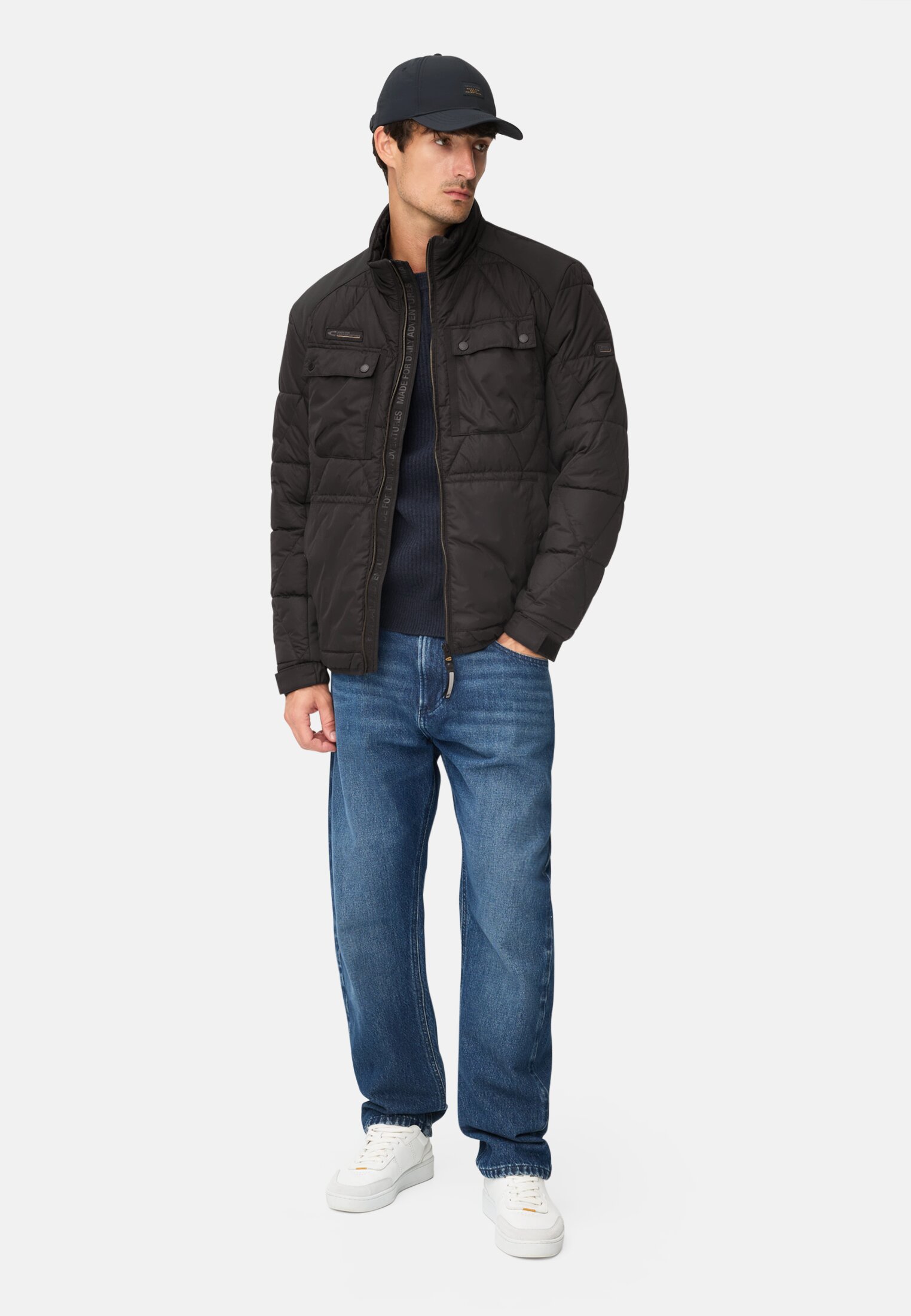 Men Blouson with water-repellent function Black worn front full body