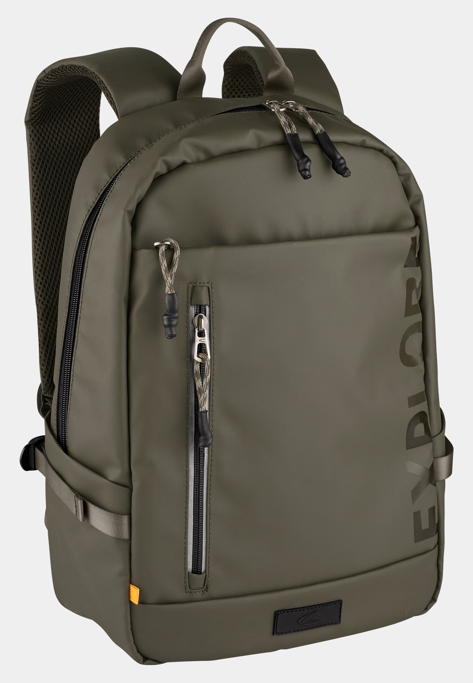 Herren EXPLORE Rucksack aus recyceltem Nylon Khaki frontal vorn