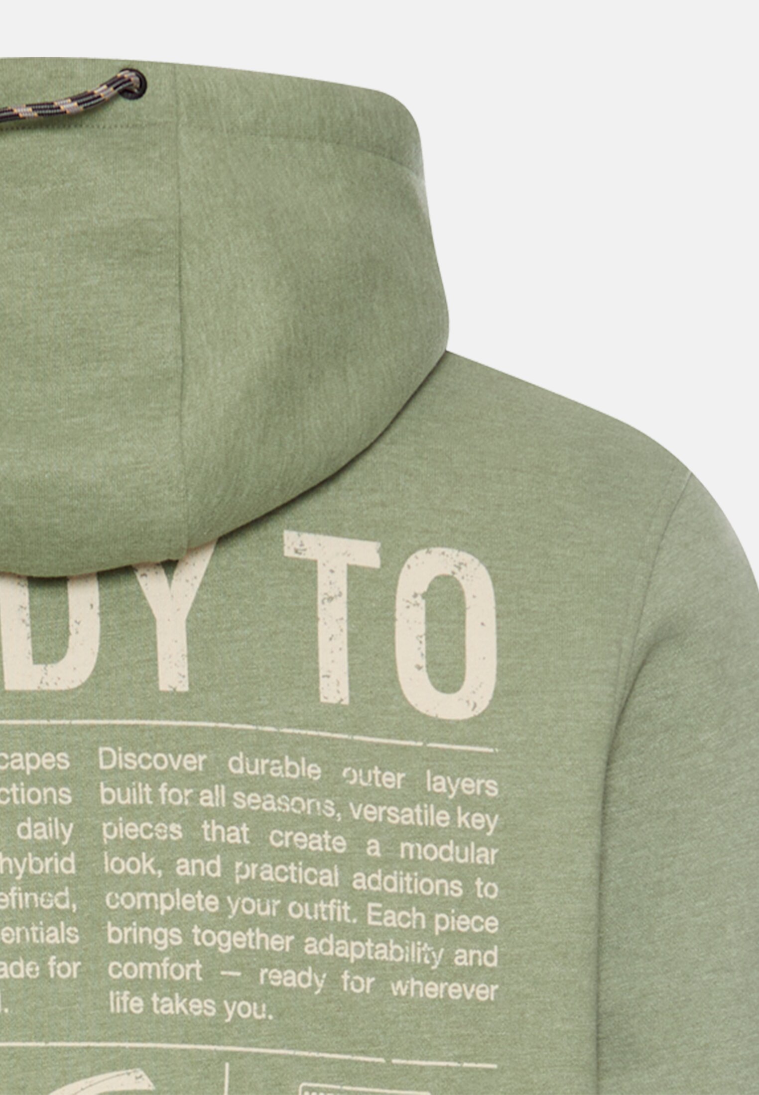 Herren Hoodie mit Rückenprint Blattgrün hinten nah