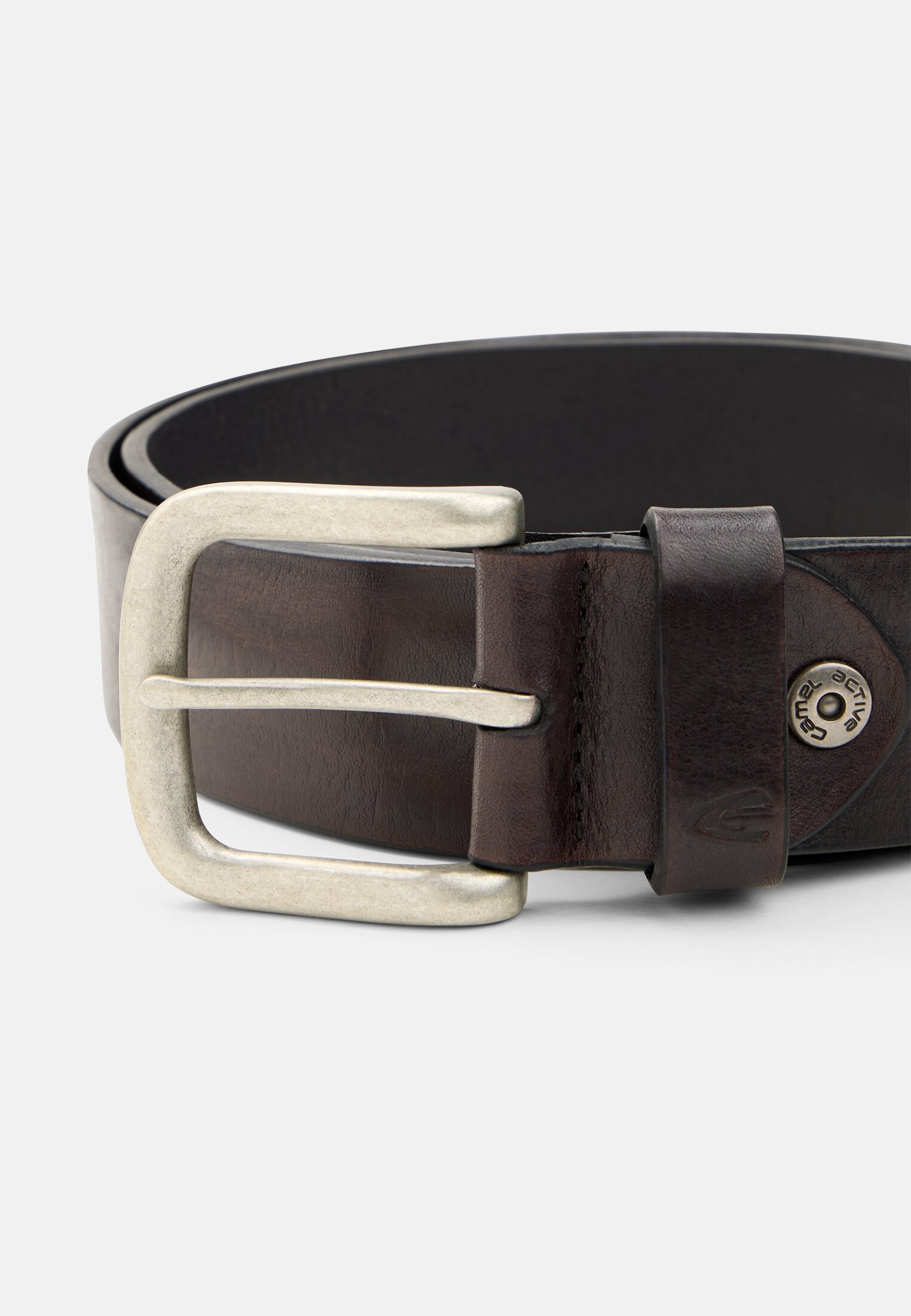 Men Leather belt with adjustable details Black frontal top
