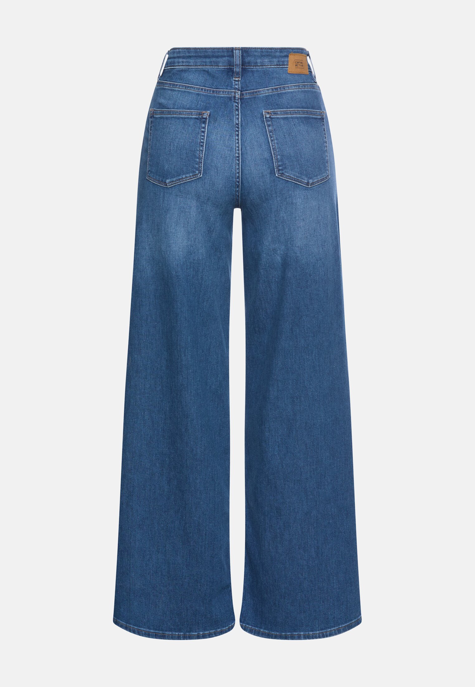 Women 5-pocket jeans with a wide leg Medium blue frontal back