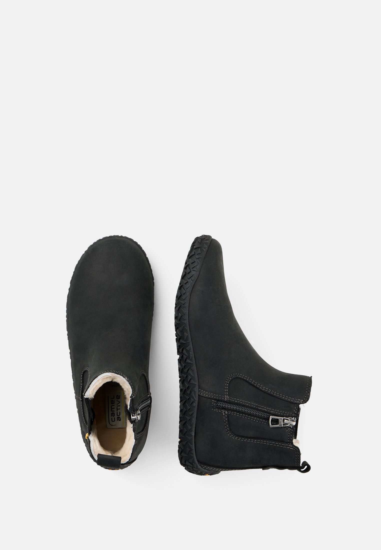 Damen Chelsea Boot mit warmem Innenfutter Schwarz frontal oben