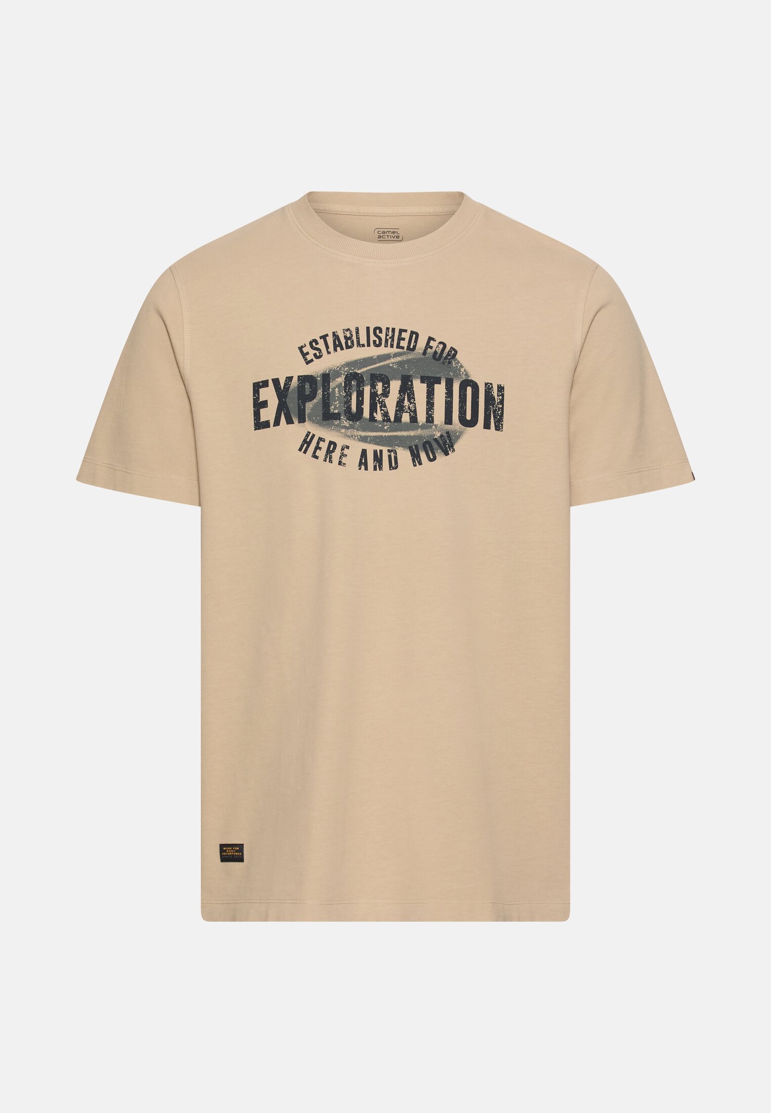 Herren T-Shirt mit Motivprint Beige frontal vorn
