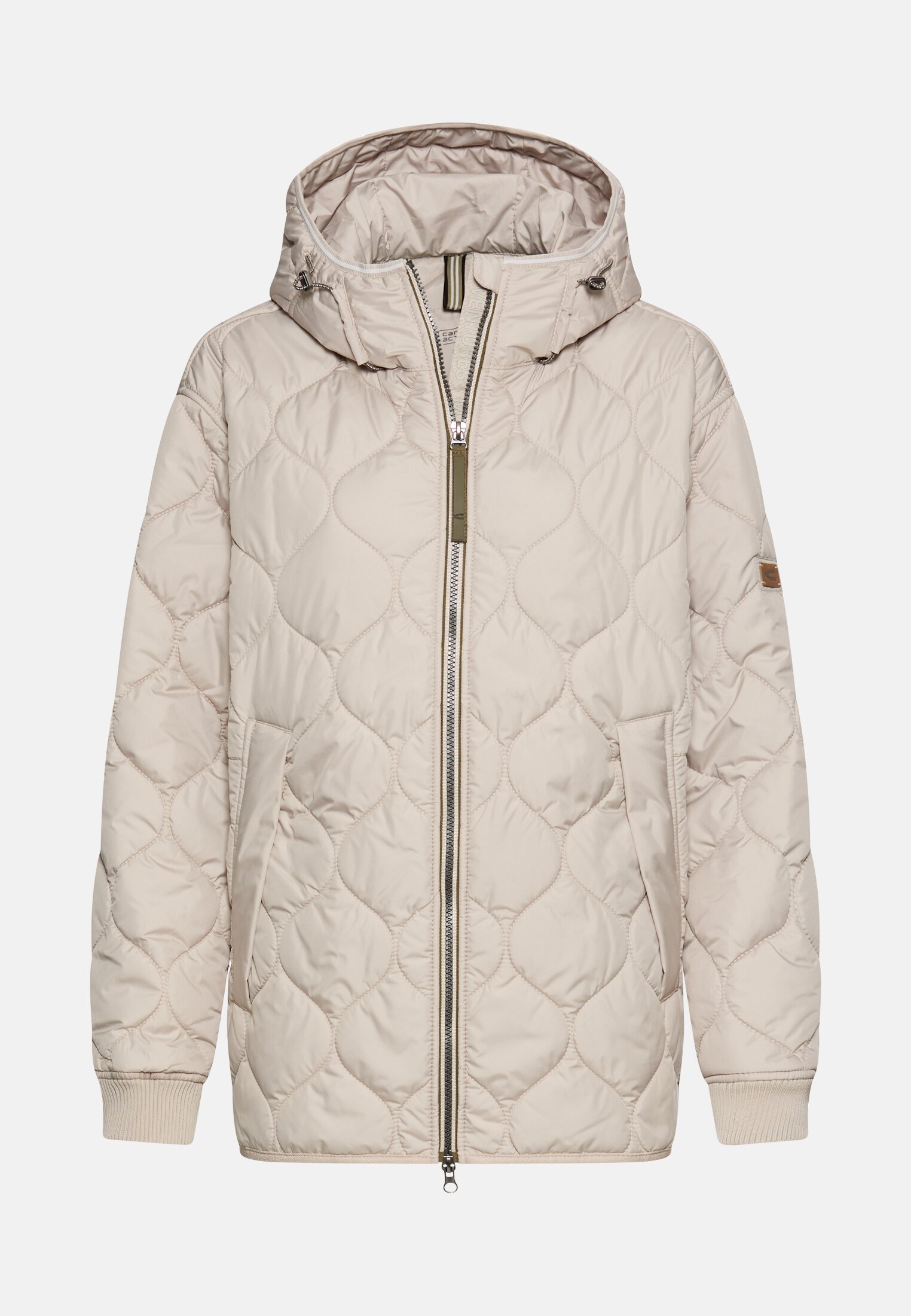 Women Water-repellent oversized jacket with 2-way zipper Grey frontal front