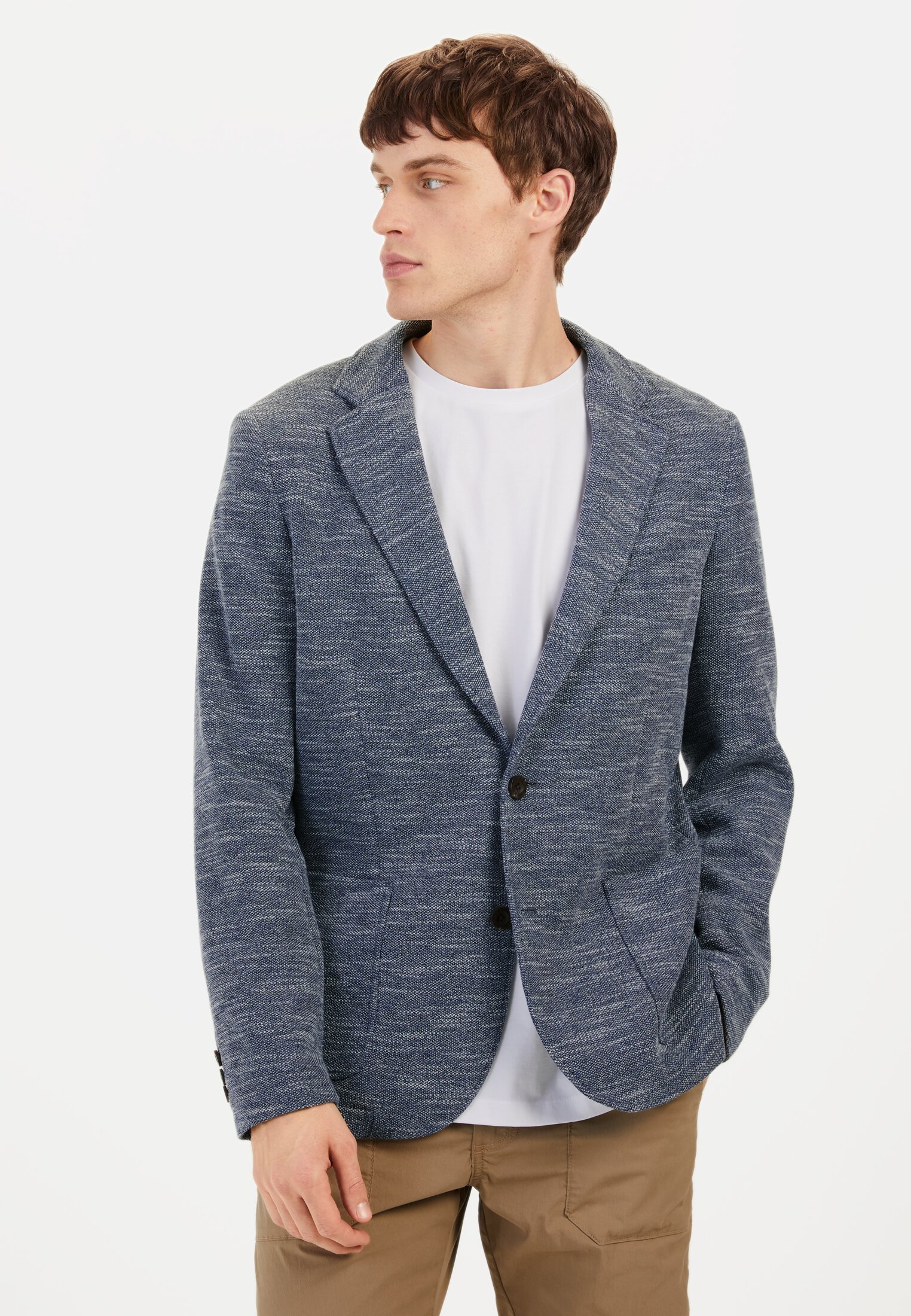 Men Jersey blazer with 2-button closure Dark Blue worn front
