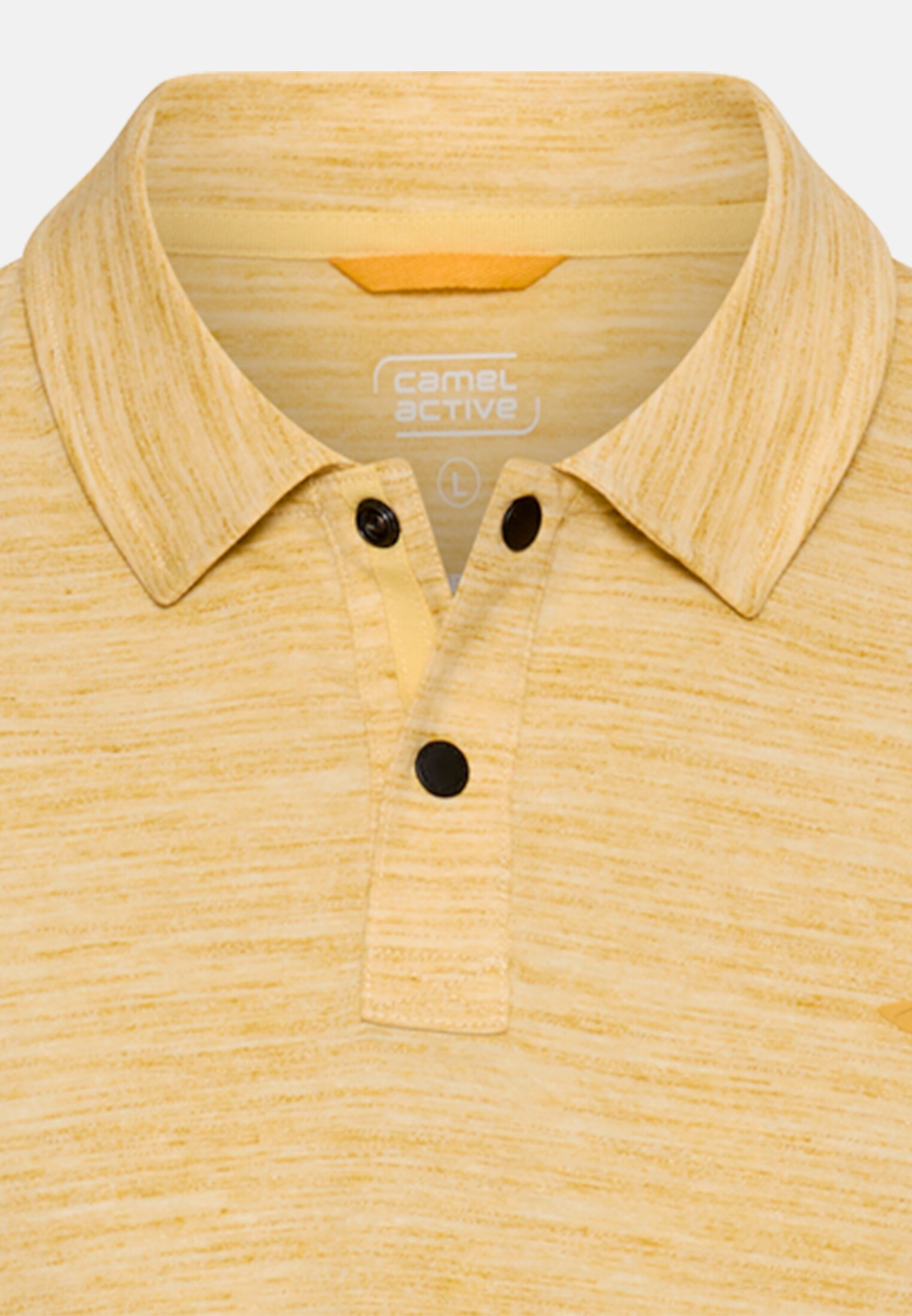 Herren Poloshirt mit Quick Dry Funktion Sonnengelb vorne nah