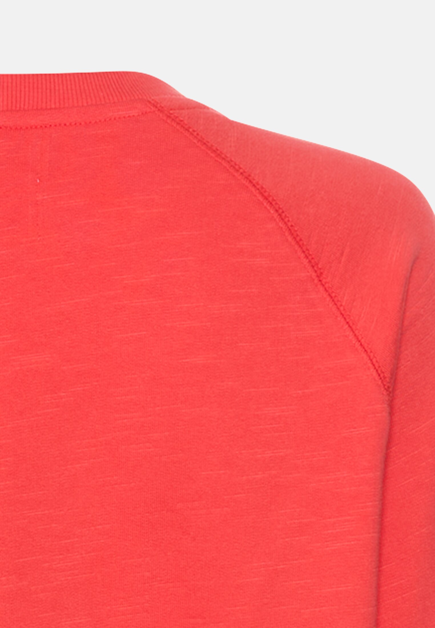 Damen Sweatshirt mit Raglanärmeln Flammenrot hinten nah