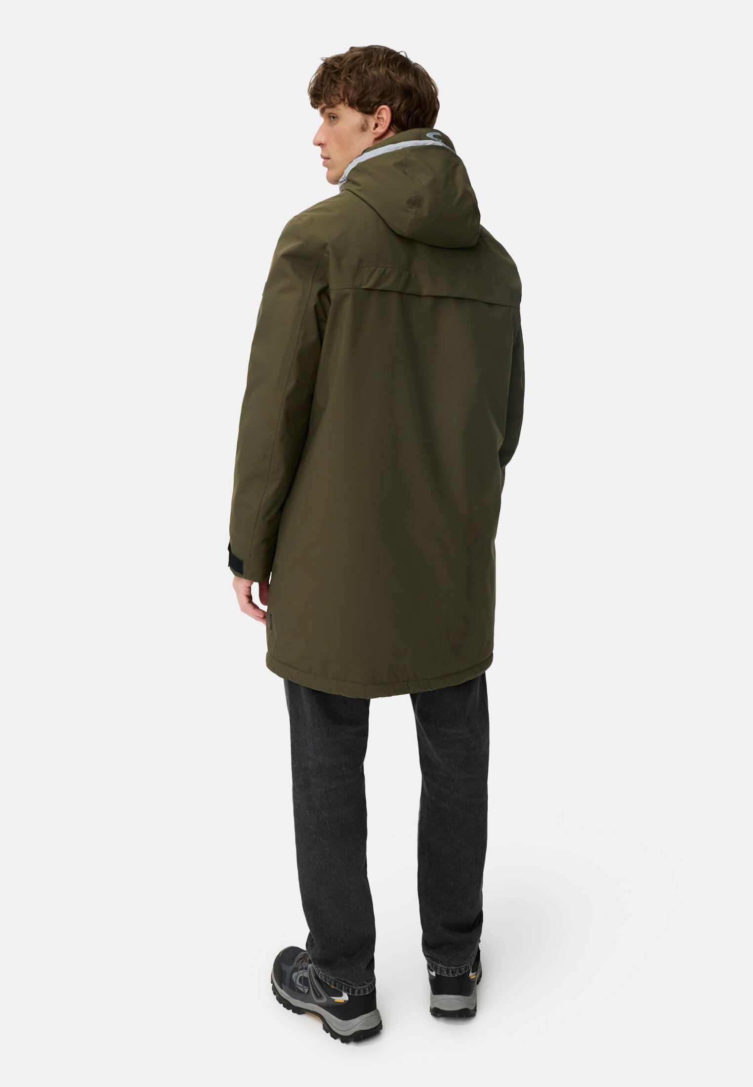 Men teXXXactive® coat with hood Forest green worn back
