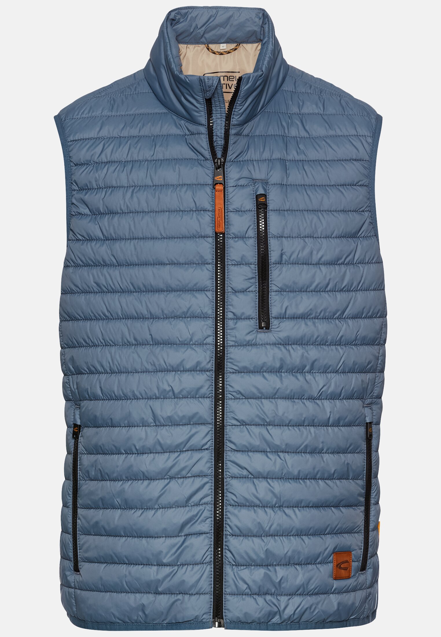 Men Quilted vest with stand-up collar Elemental Blue frontal front