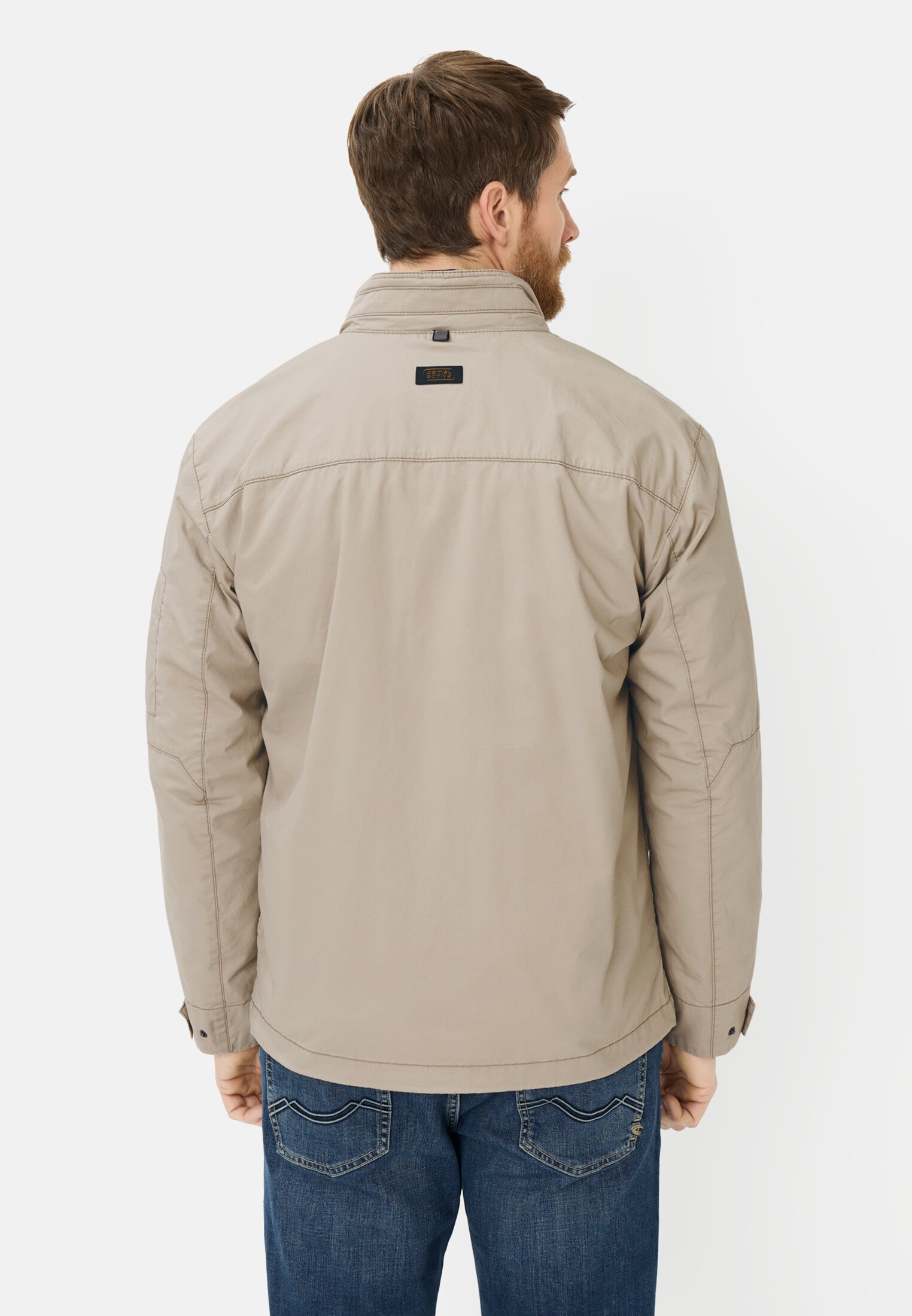 Heren Blouson met opstaande kraag Beige gedragen achter