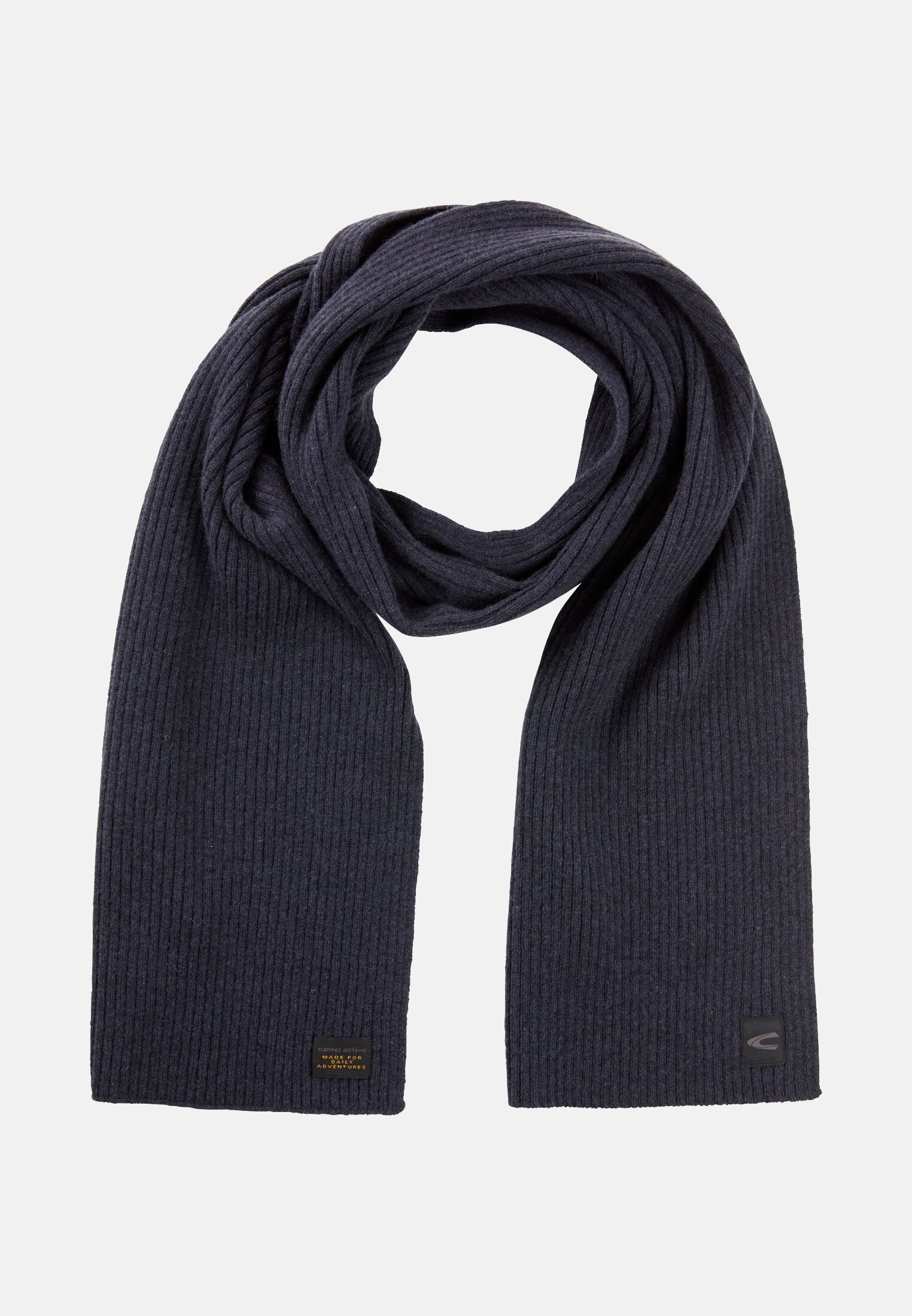 Herren Strickschal aus reiner Wolle Navyblau frontal vorn