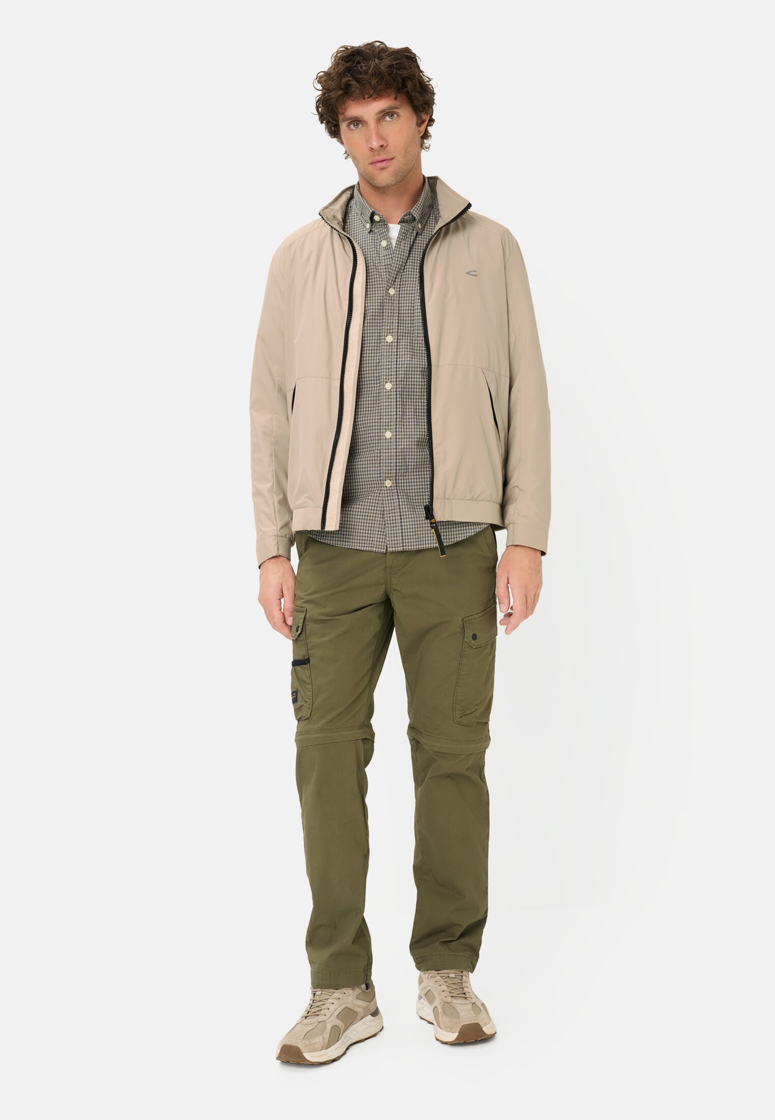 Heren Waterafstotende blouson met binnenvoering Beige gedragen voor lichaam compleet