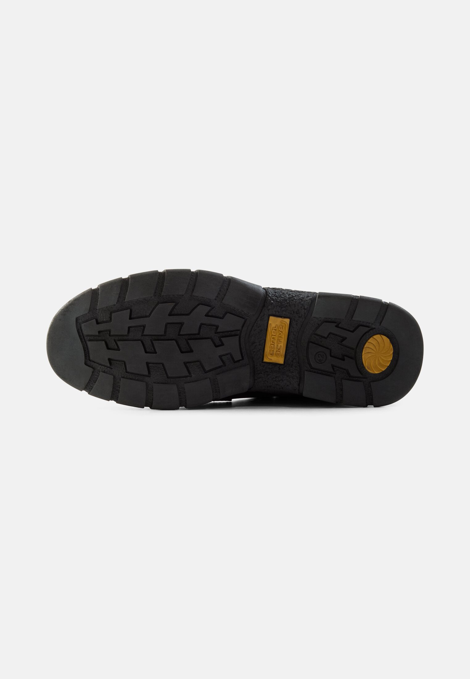 Herren Lederschuh mit robuster Sohle Schwarz hinten nah