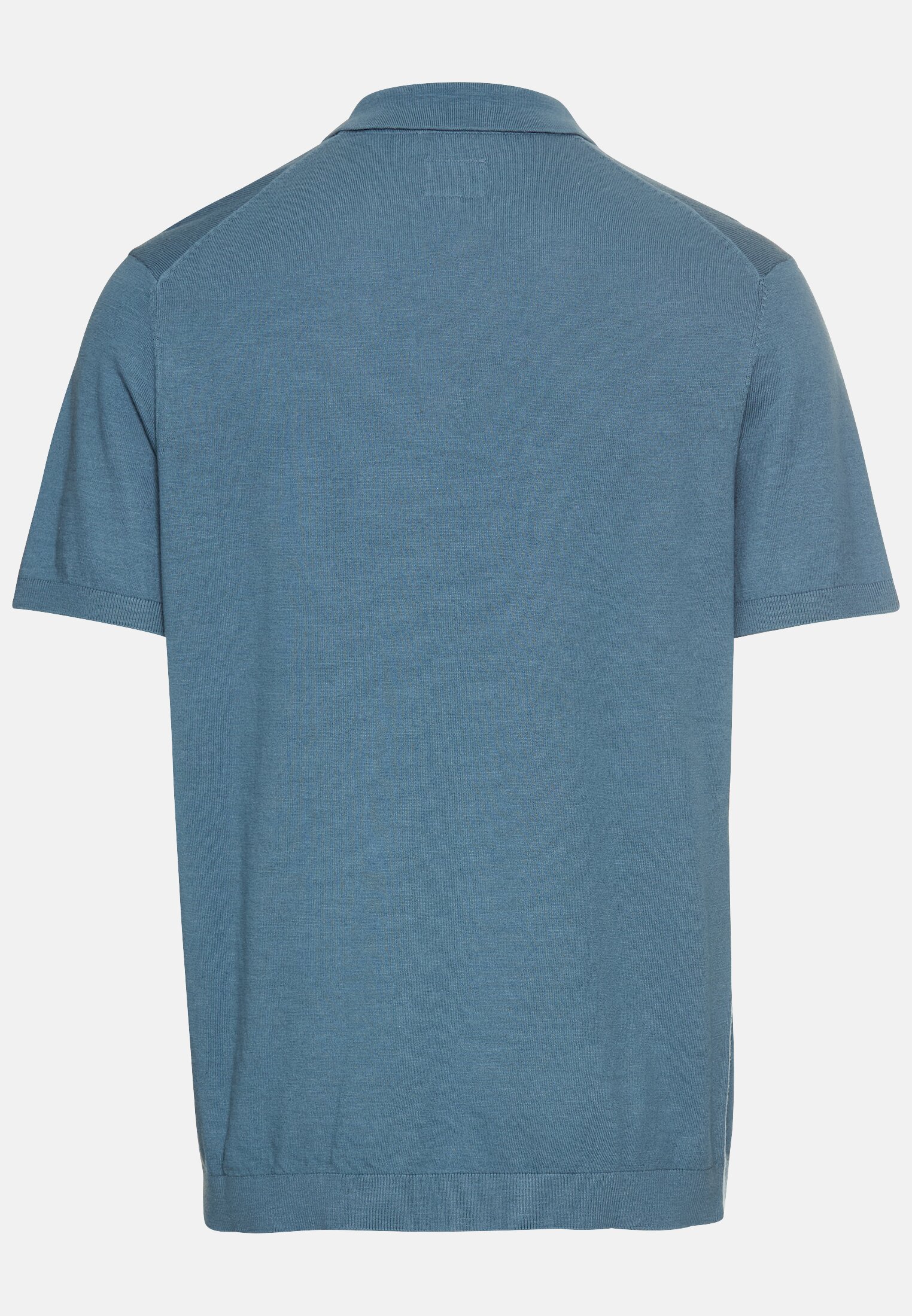 Men Lightweight knitted polo made from pure cotton Stone blue frontal back