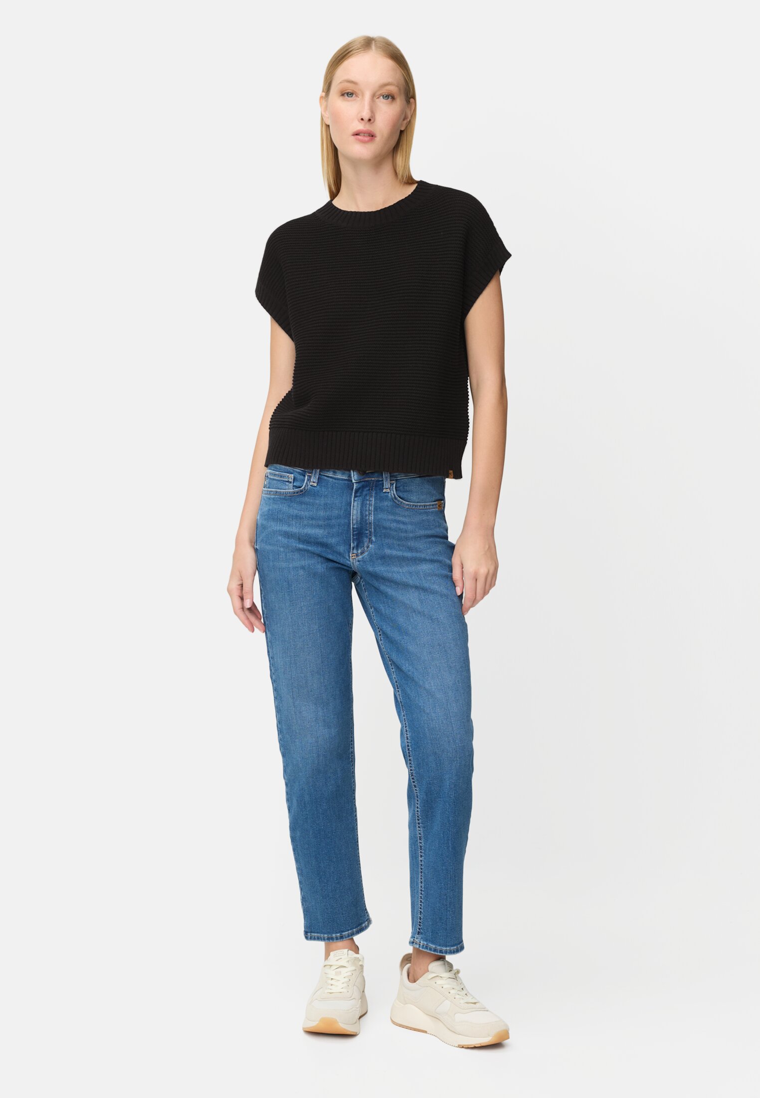 Vrouwen Gebreide trui van een katoenmix Kaviaar gedragen voor lichaam compleet