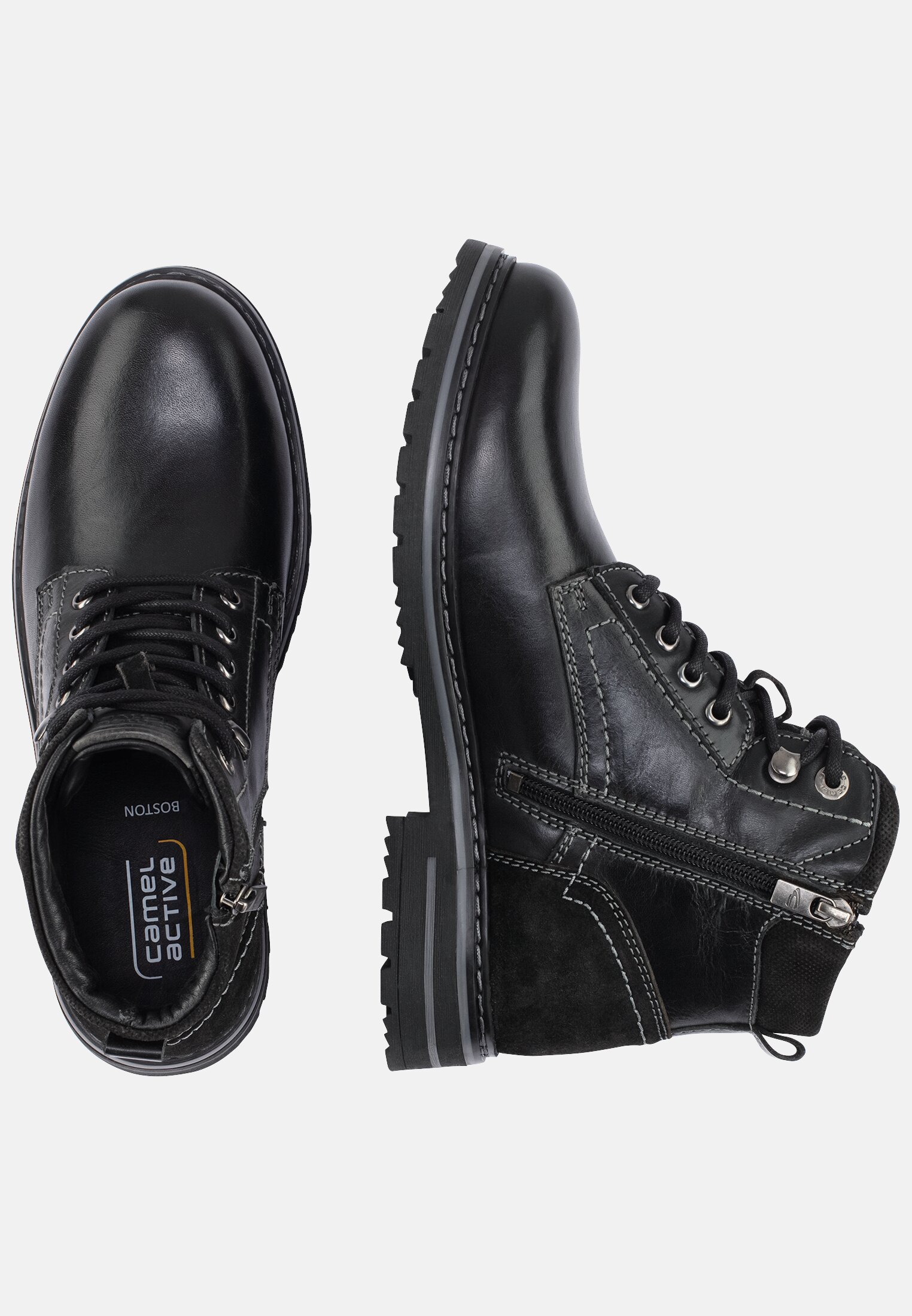 Men BOSTON leather boot Black frontal top