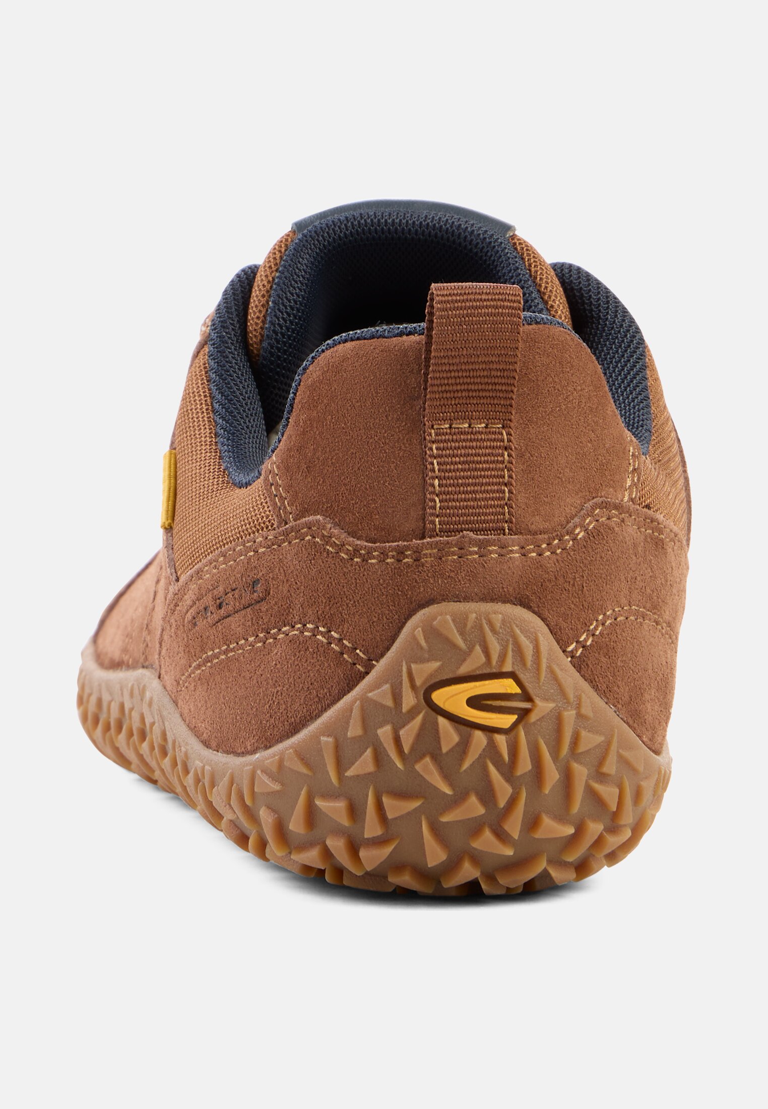 Heren Sneakers van nubuckleer en textiel Cognac front dichtbij