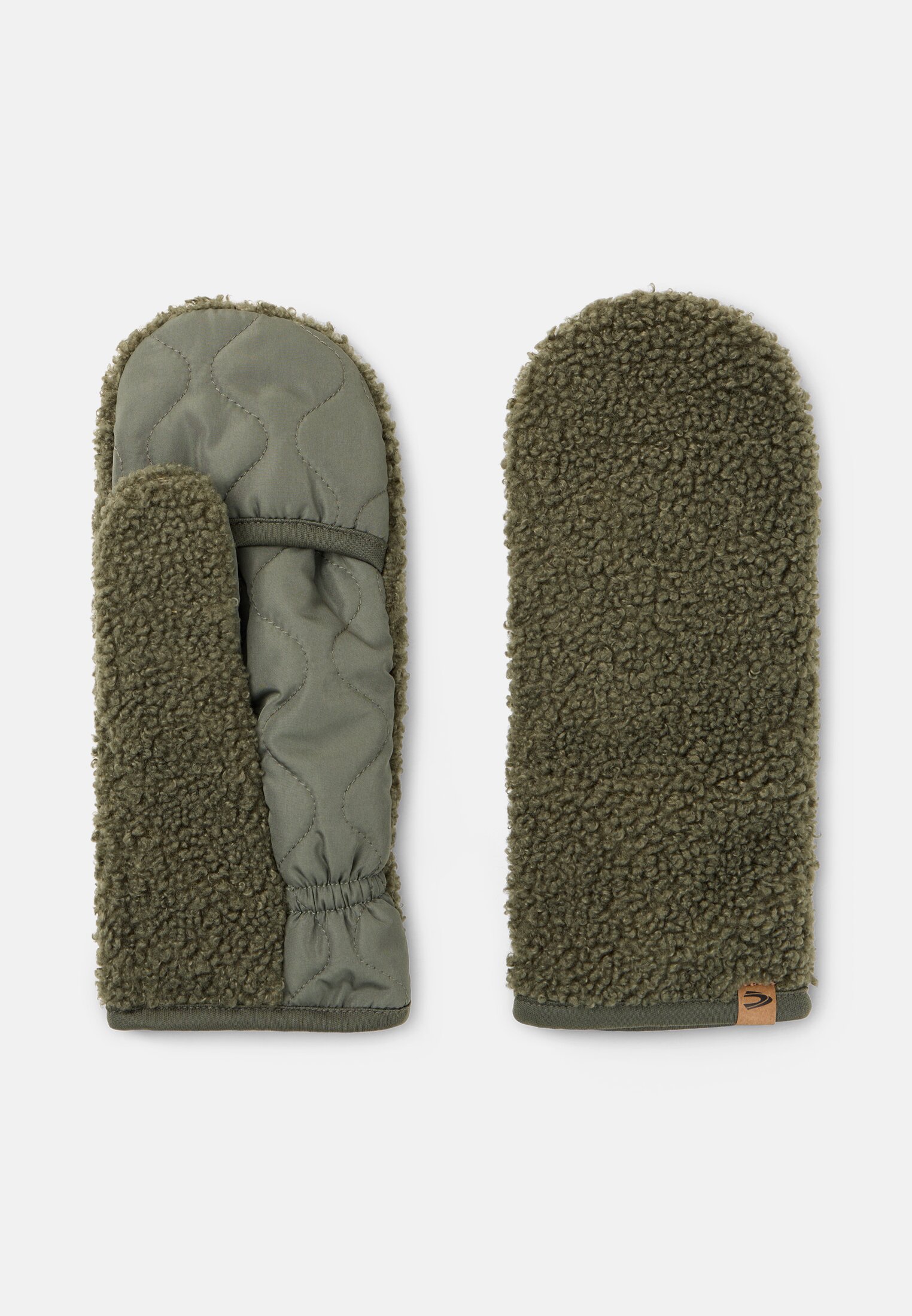 Damen Teddy-Handschuhe mit Fleecefutter Dunkelgrün frontal vorn