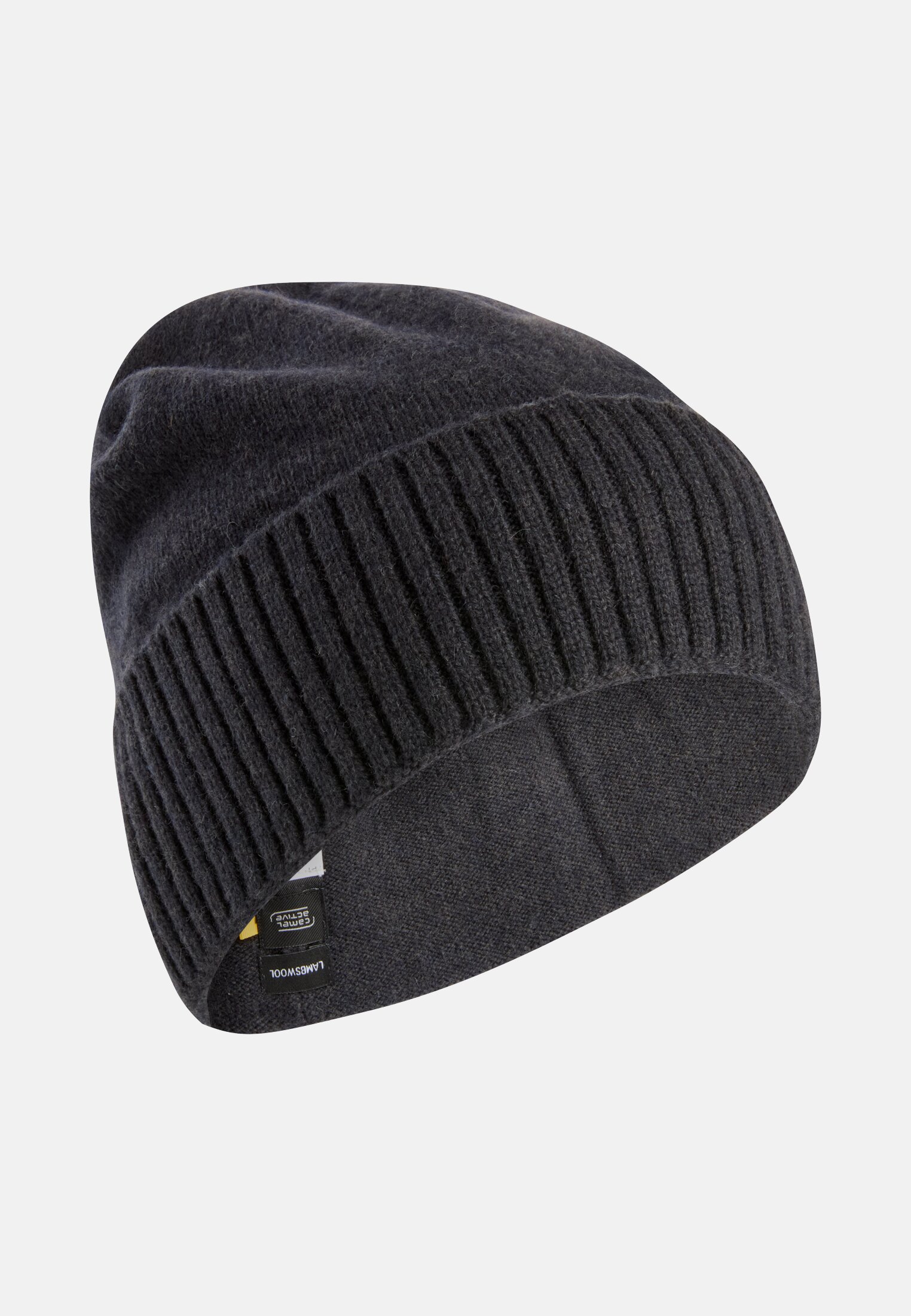 Herren Beanie aus reiner Wolle Schwarz frontal vorn