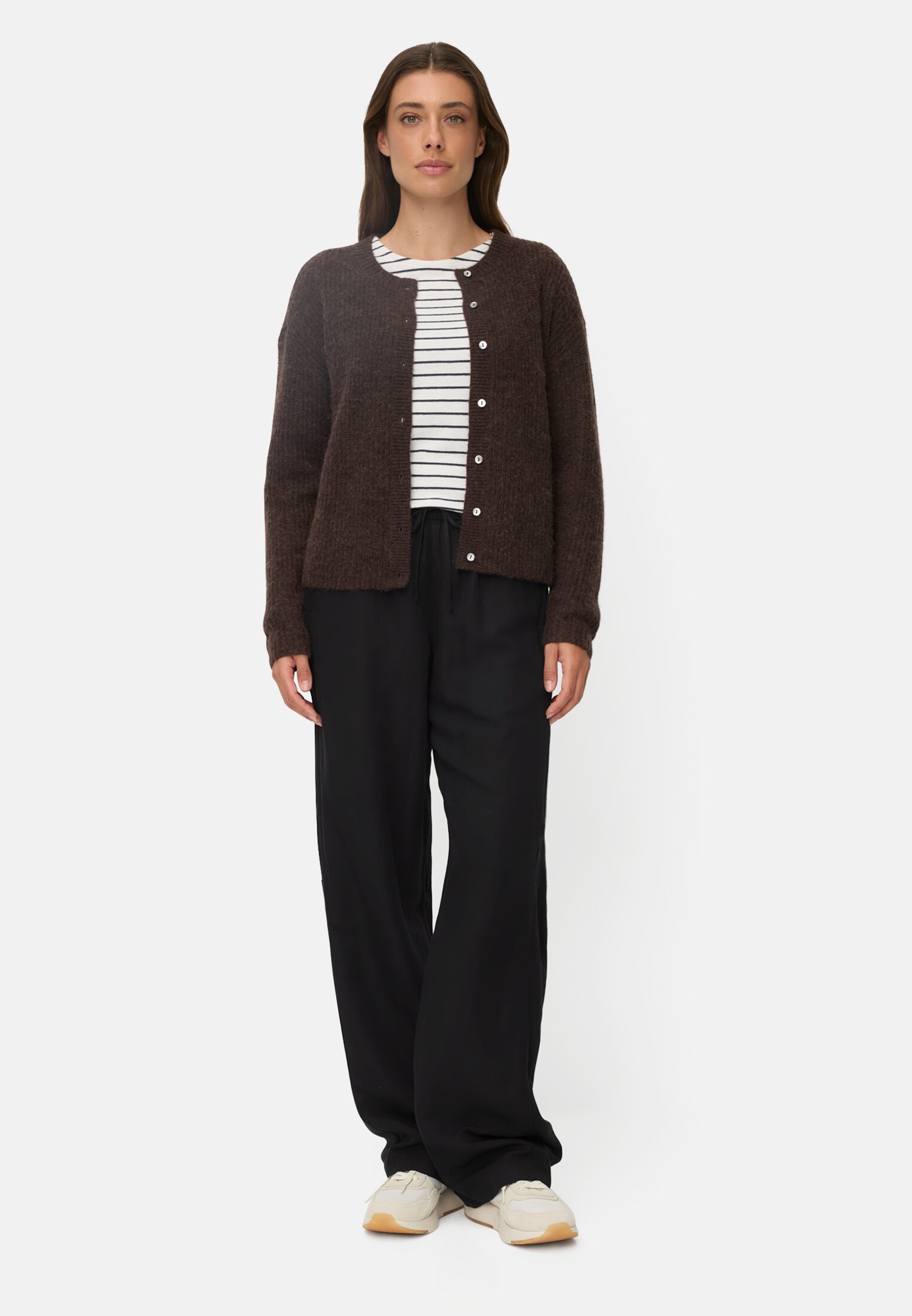 Women Casual trousers with wide-leg Caviar worn front full body