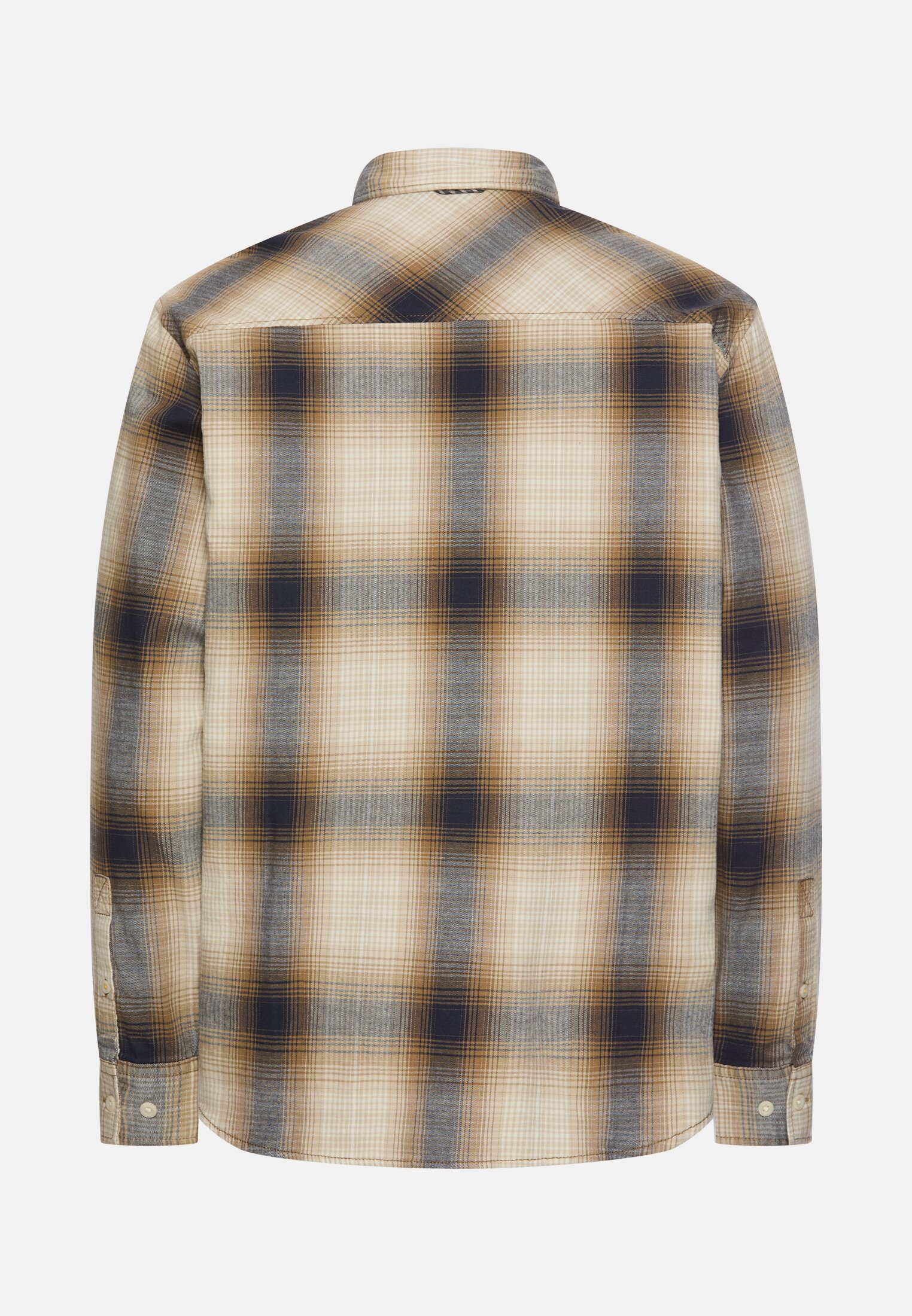 Men FleXXXactive© flannel shirt made of cotton Sepia brown frontal back