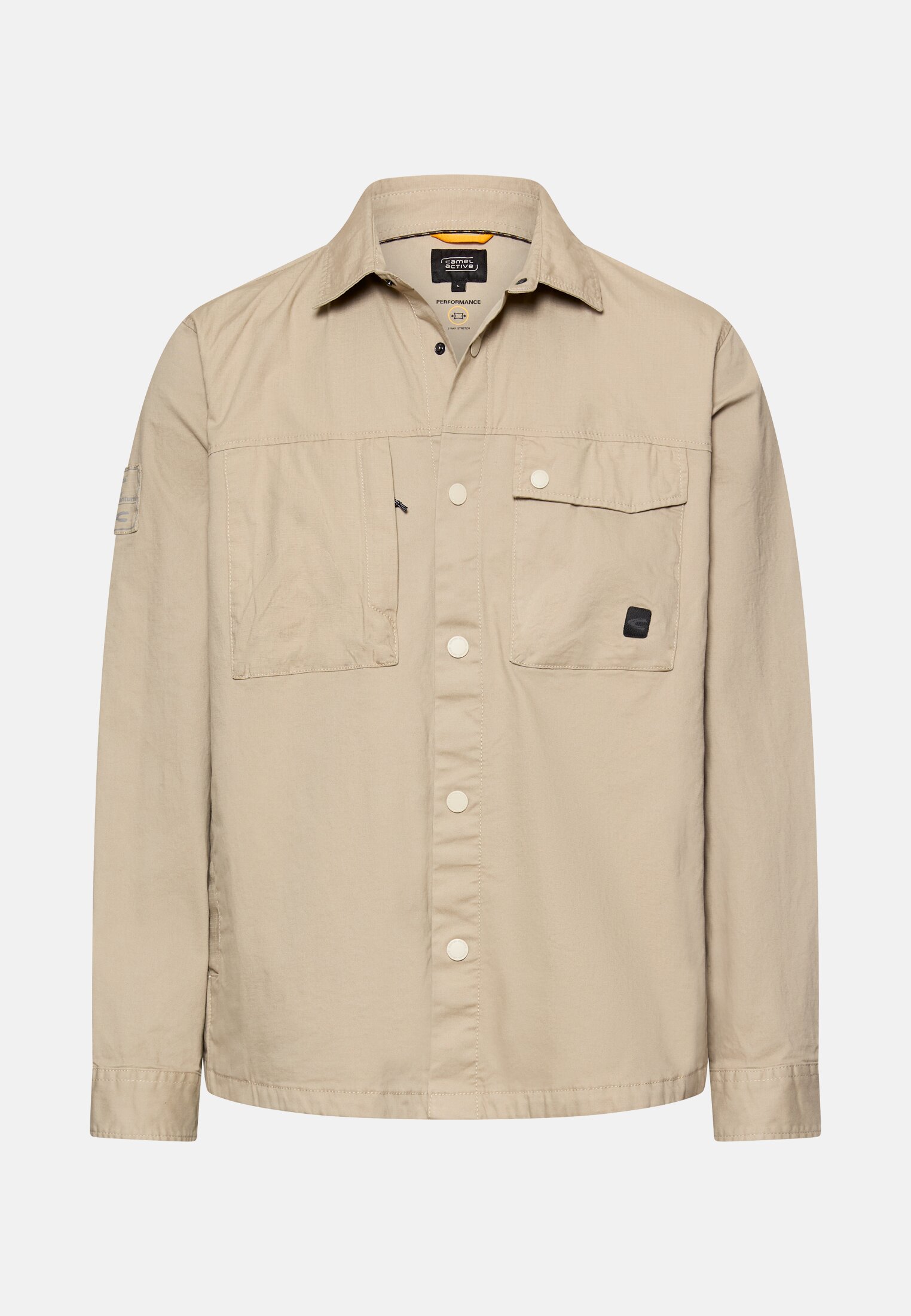 Herren Overshirt mit Taschen Beige frontal vorn