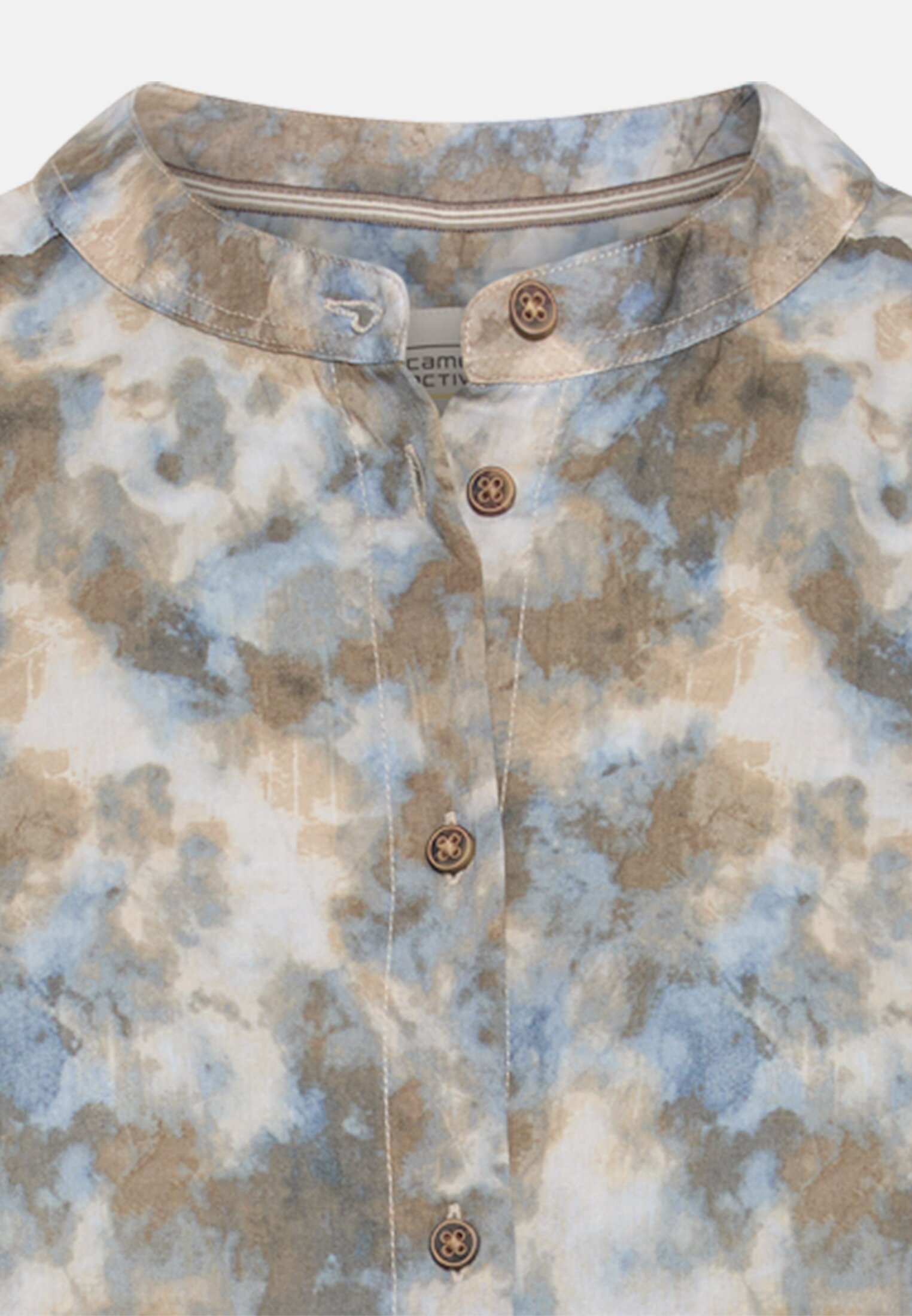 Women Cotton blouse with short sleeves Multicoloured front close