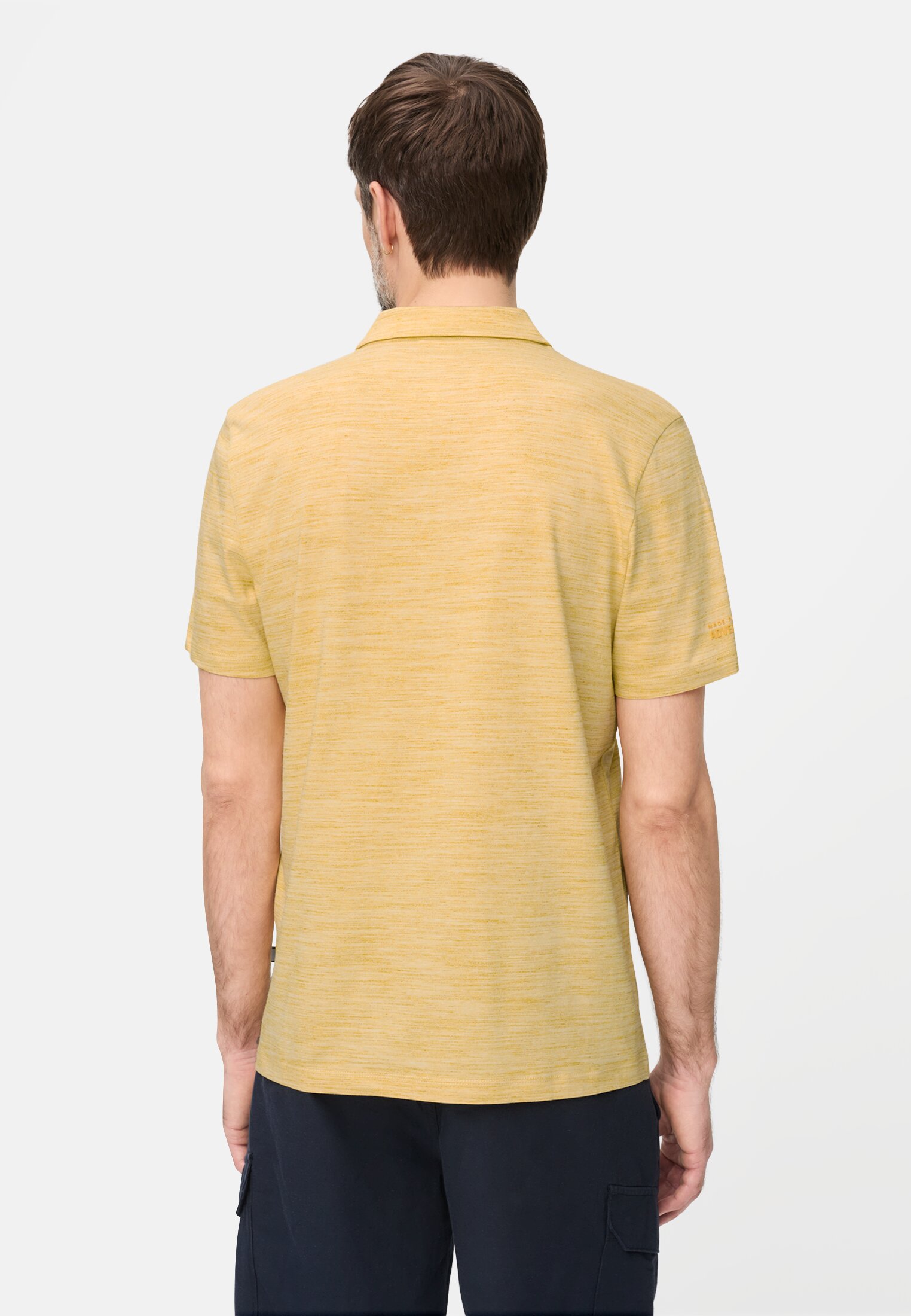 Men Polo shirt with Quick Dry function Sun Yellow worn back