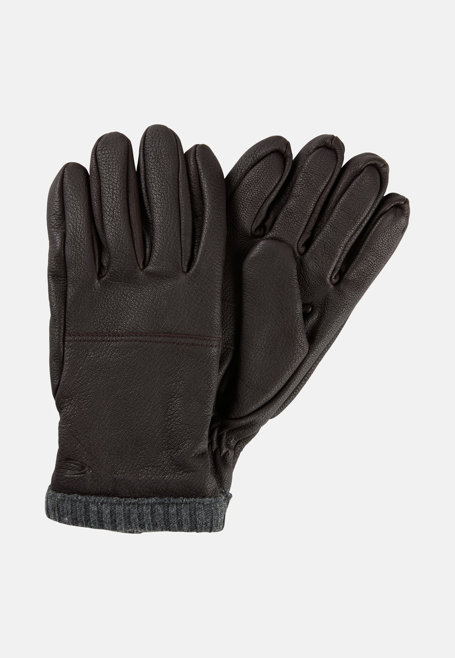 Herren Lederhandschuhe mit elastischen Bündchen und wärmendem Futter Dunkelbraun frontal vorn
