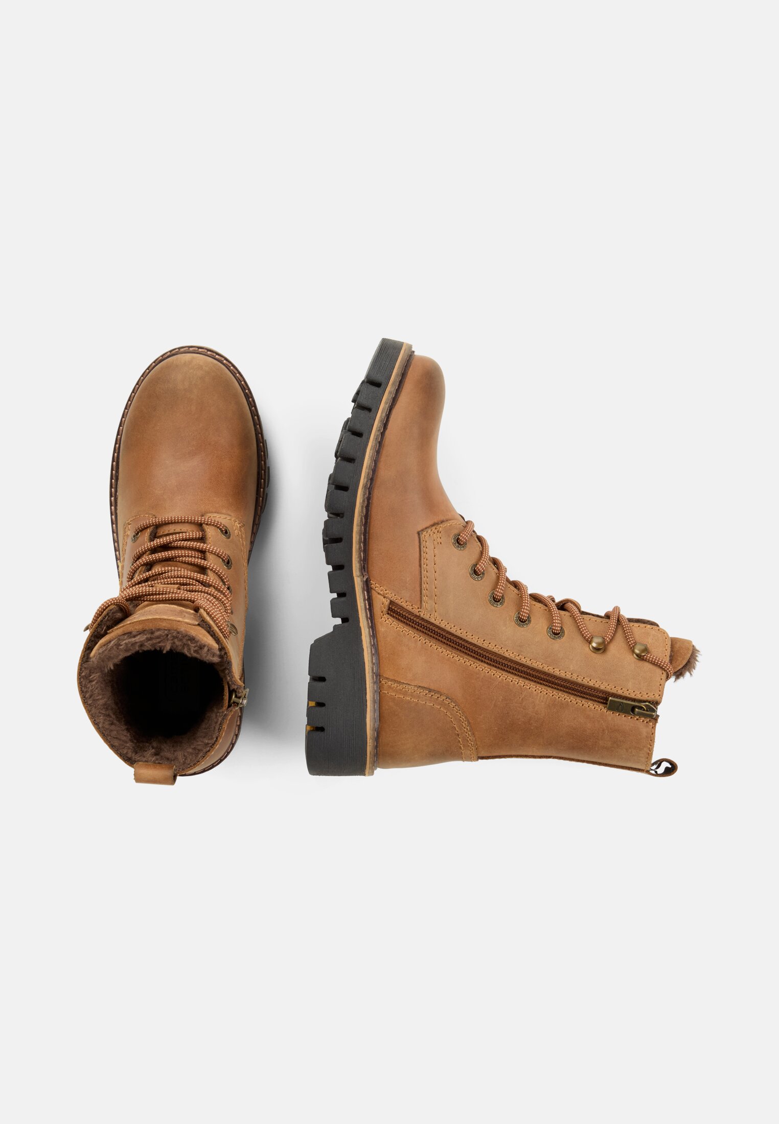 Damen Stiefelette aus echtem Leder Braun frontal oben
