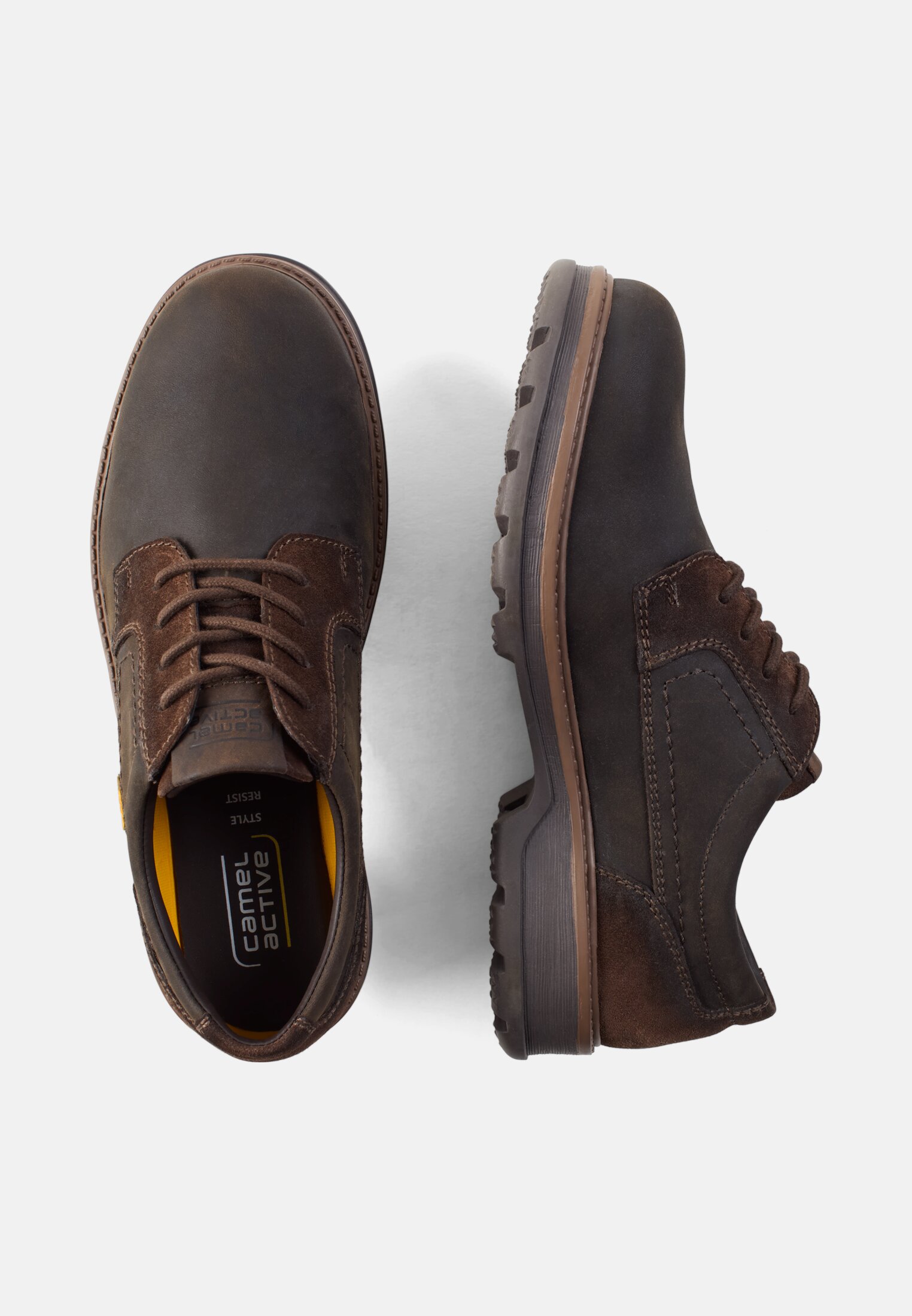Men Lace-up shoe made of genuine leather Brown frontal top