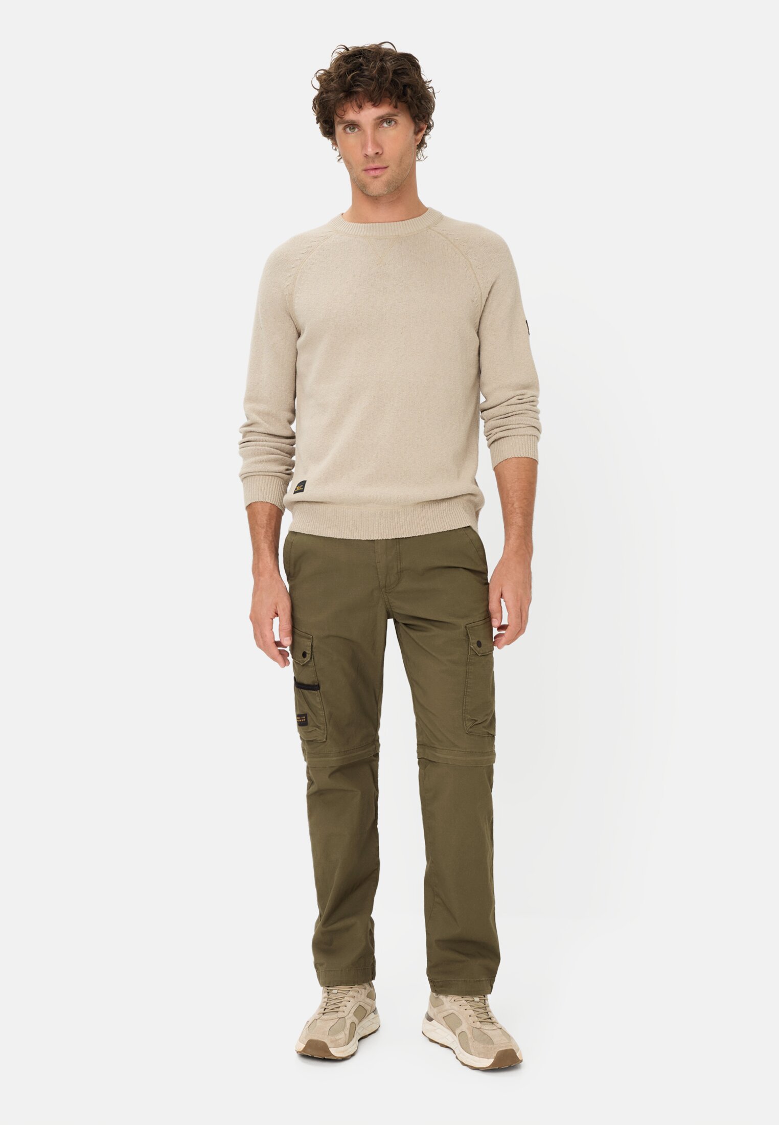 Heren Afritsbare cargobroek met veiligheidstas Olijfgroen gedragen voor lichaam compleet