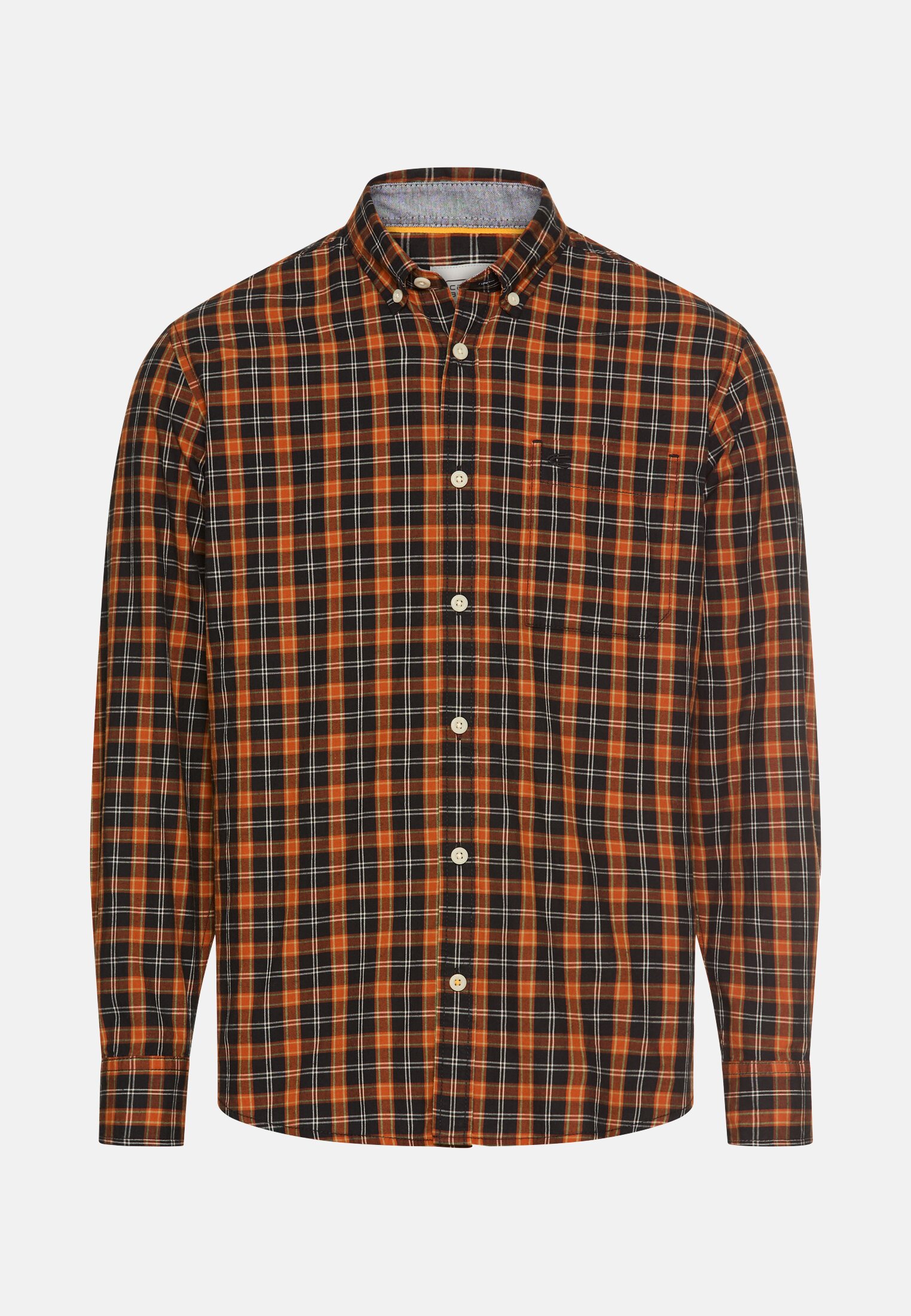 Herren Langarm Shirt aus reiner Baumwolle mit Button-Down-Kragen Zimt frontal vorn