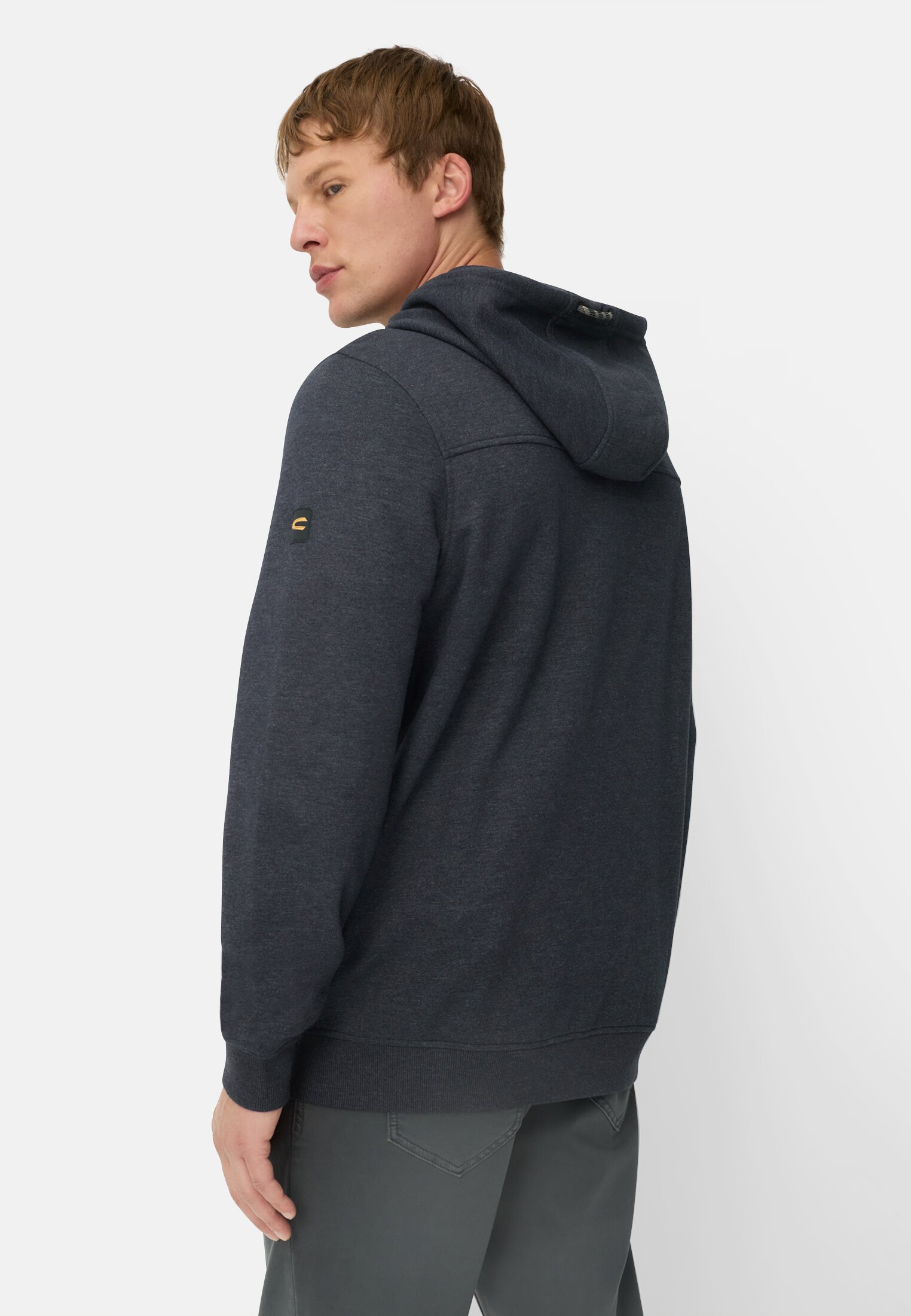 Heren Hoodie met verstelbare trekkoord Marineblauw gedragen achter
