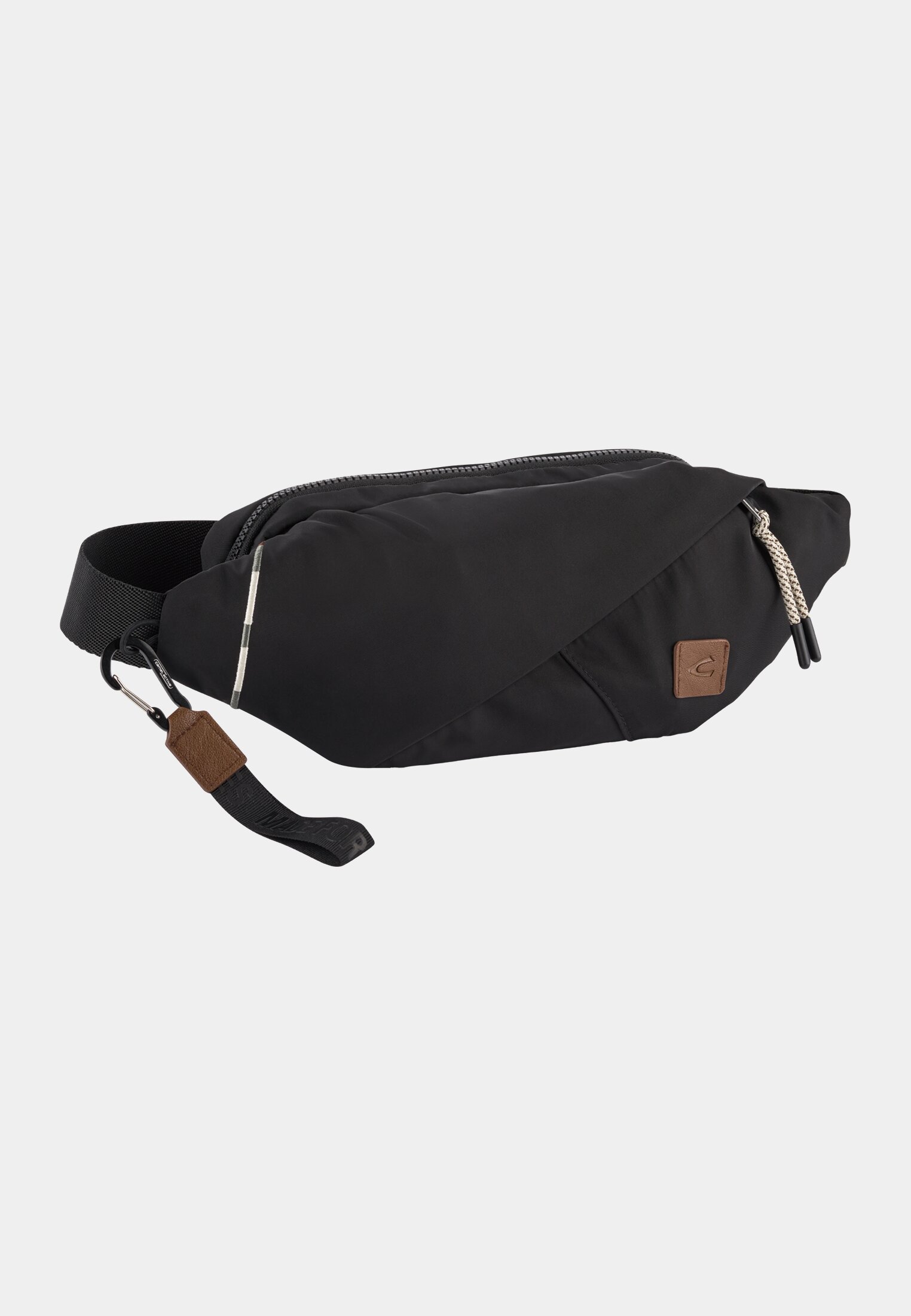 Damen AURUM Gürteltasche aus recyceltem Nylon Schwarz frontal vorn
