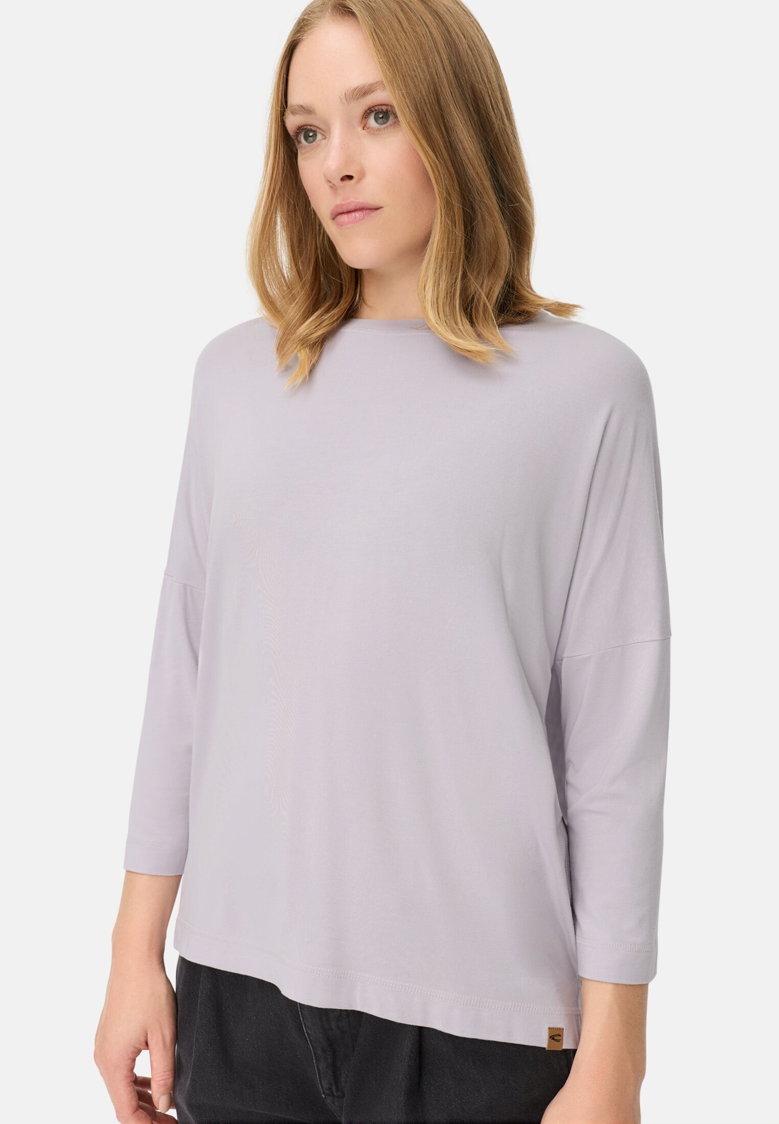Women Long-sleeved shirt with a crew neck Purple worn emotional